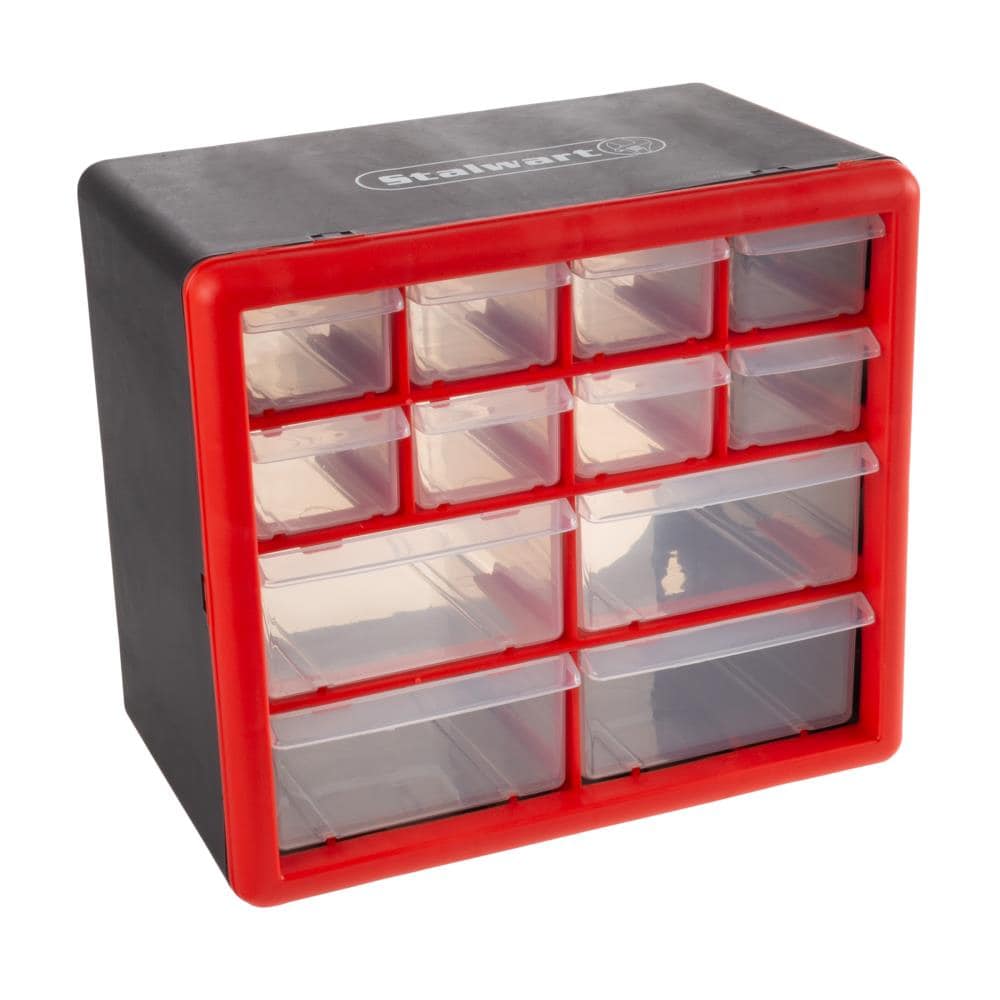 18 Compartment Plastic Tray Organizer with Clear Locking Sliding Lid for  Parts, Stones or Beading Supplies