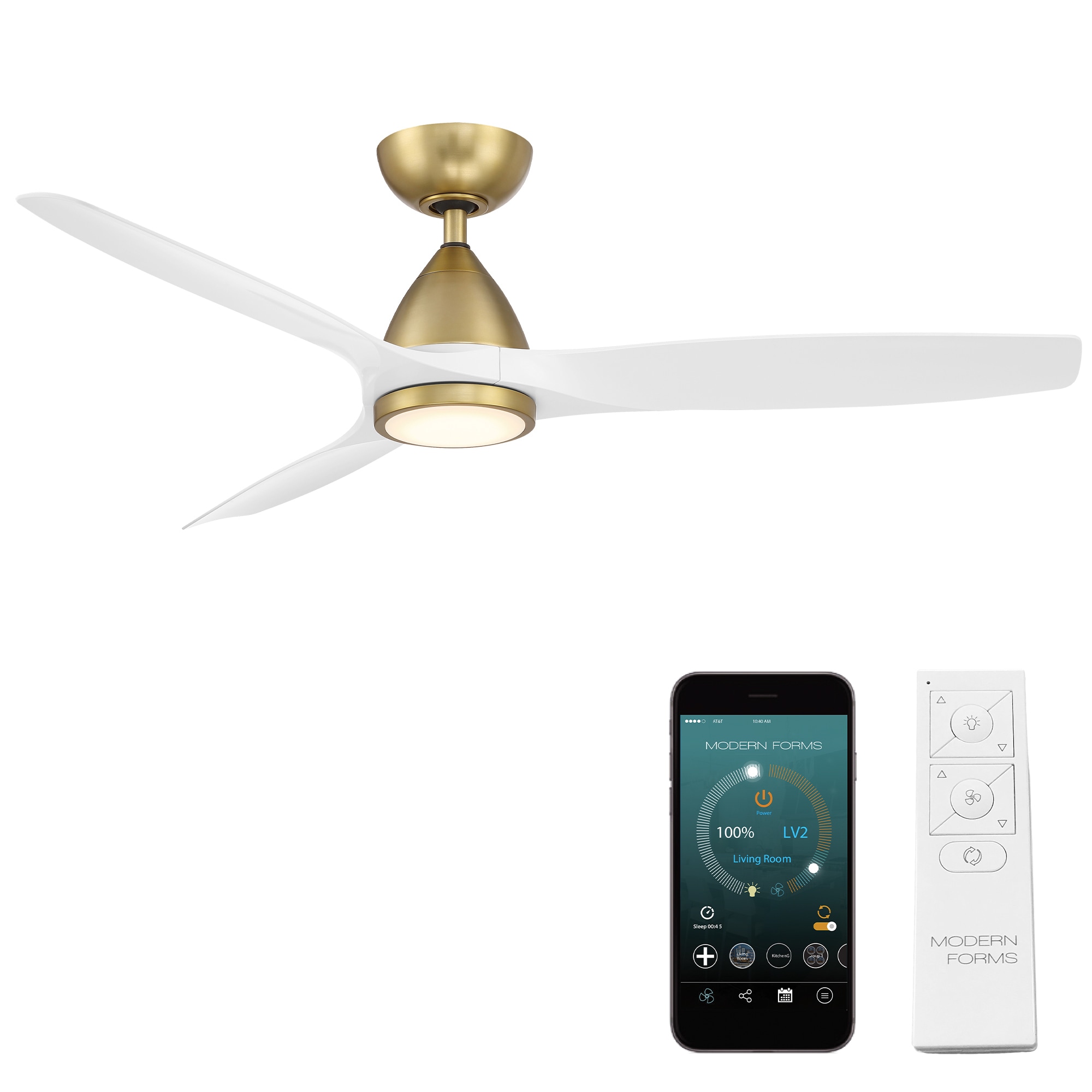 Modern Forms Skylark 54-in Soft Brass with Matte White Blades ...