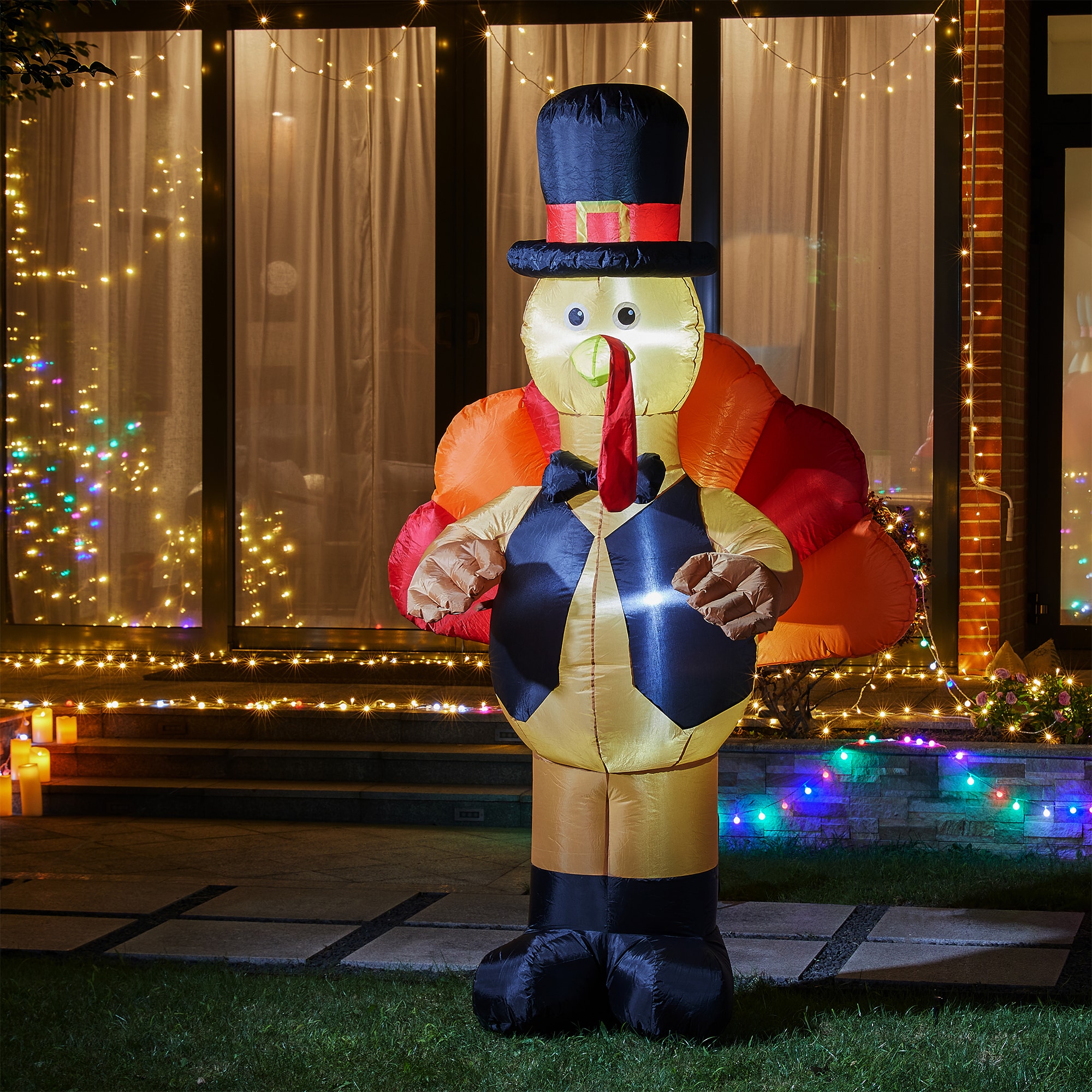 Glitzhome 2006000084 8-ft Lighted Turkey Inflatable