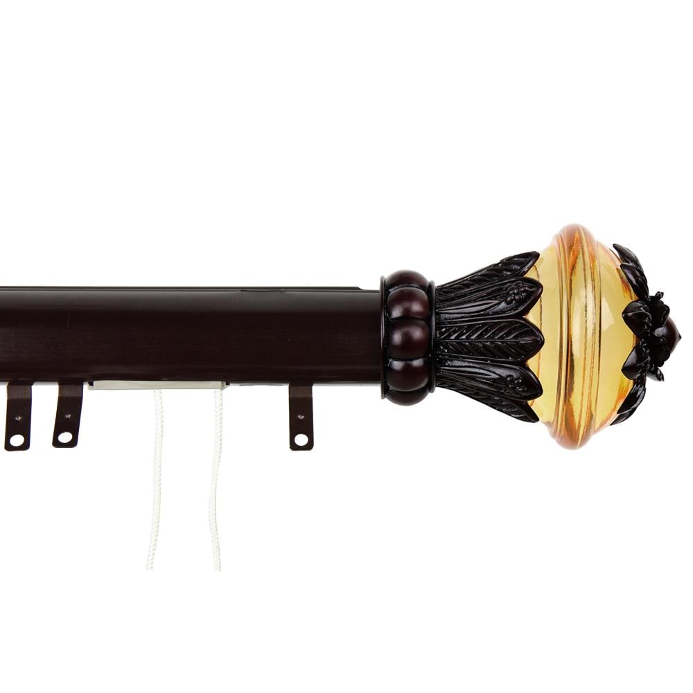 Rod Desyne DTS-52-667 1.5-in Paradise 66-in to 120-in Cocoa Steel Traverse curtain rod with Finials