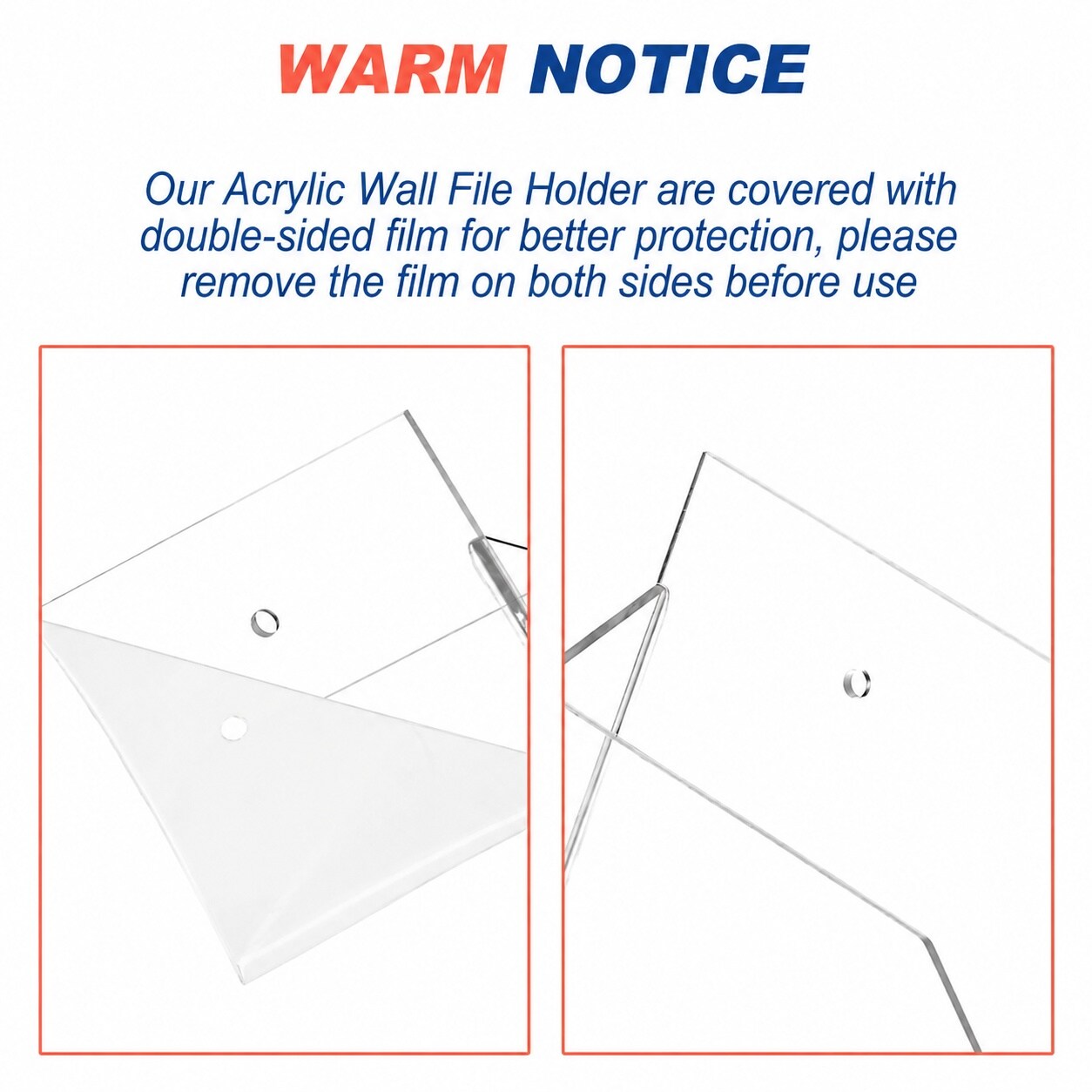 Etokfoks Clear Acrylic Horizontal 2pcs Wall Mount Office Magazine Rack ...