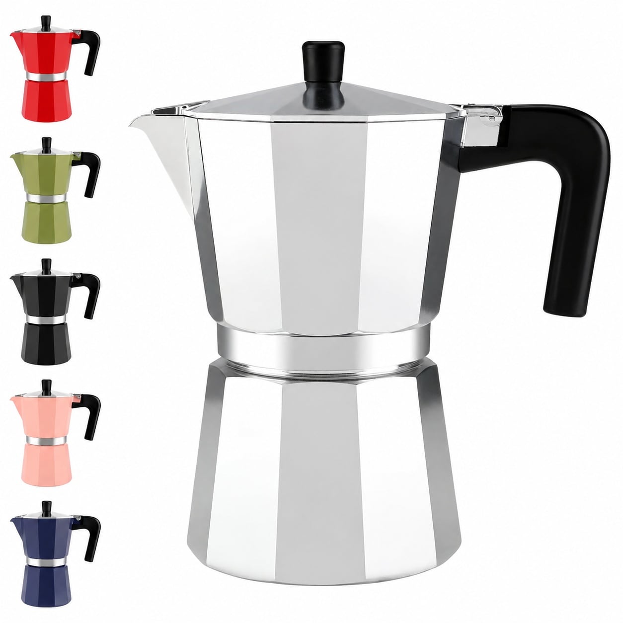 Aoibox -  Stovetop Espresso Maker 12 Cup Capacity 20 oz Classic Italian Design Silver