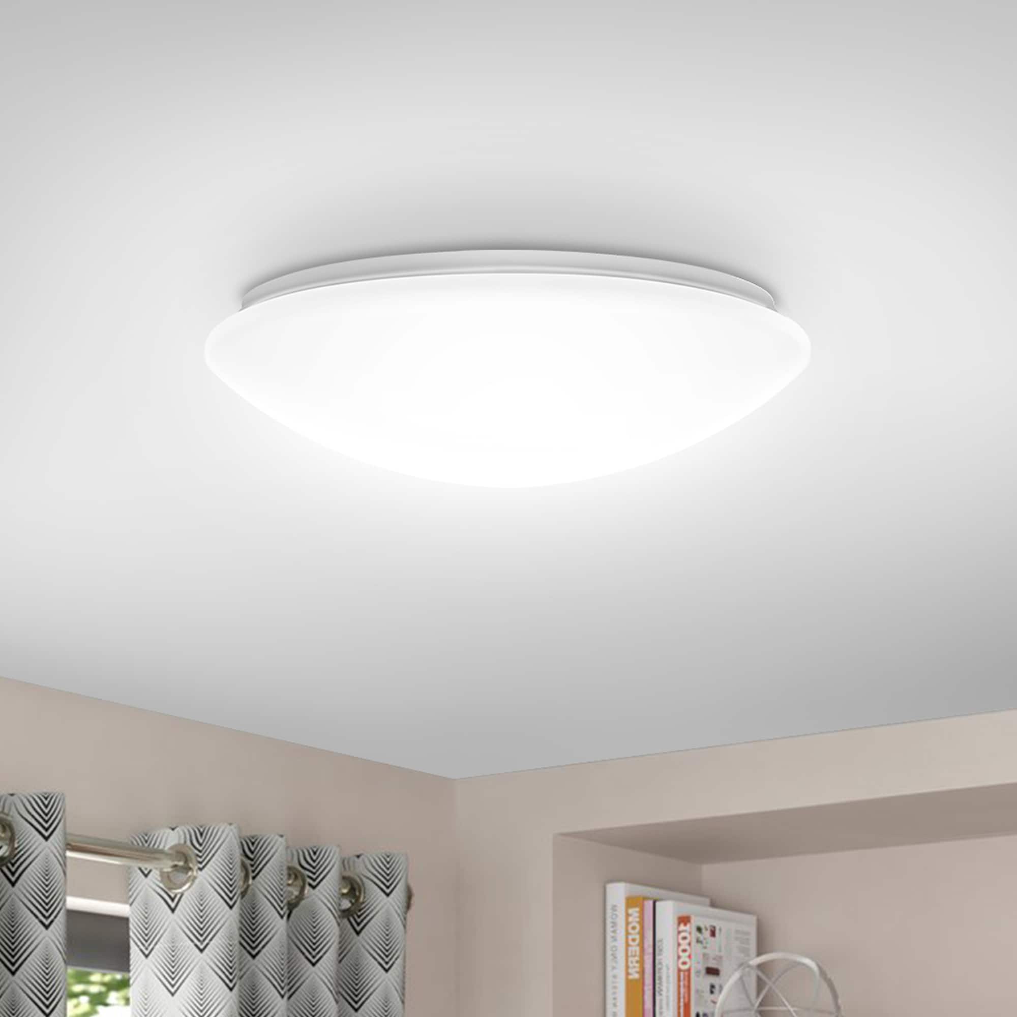 DORESshop 13 in White Dimmable LED Flush Mount Ceiling Light Fixture Modern 6000K Daylight for Bedroom Living Room