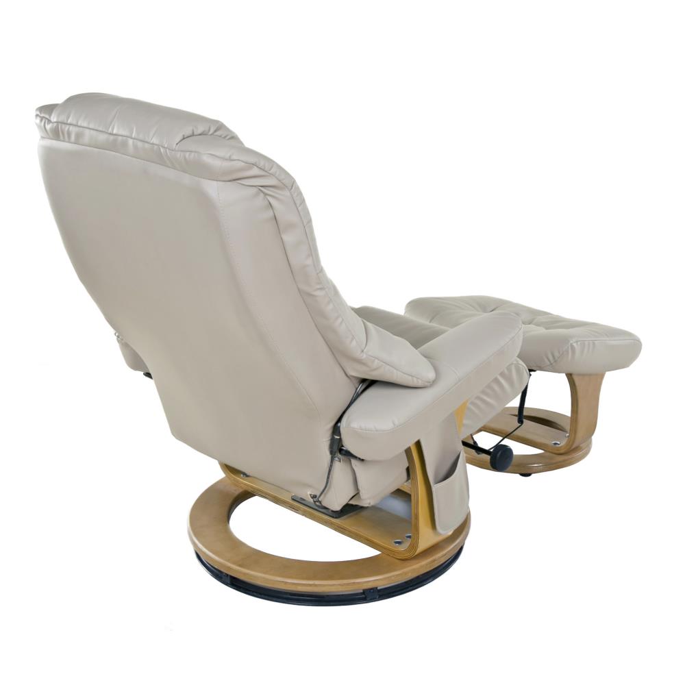 OneSpace Massage Casual Beige Faux Leather Swivel Club Chair in the Chairs  department at