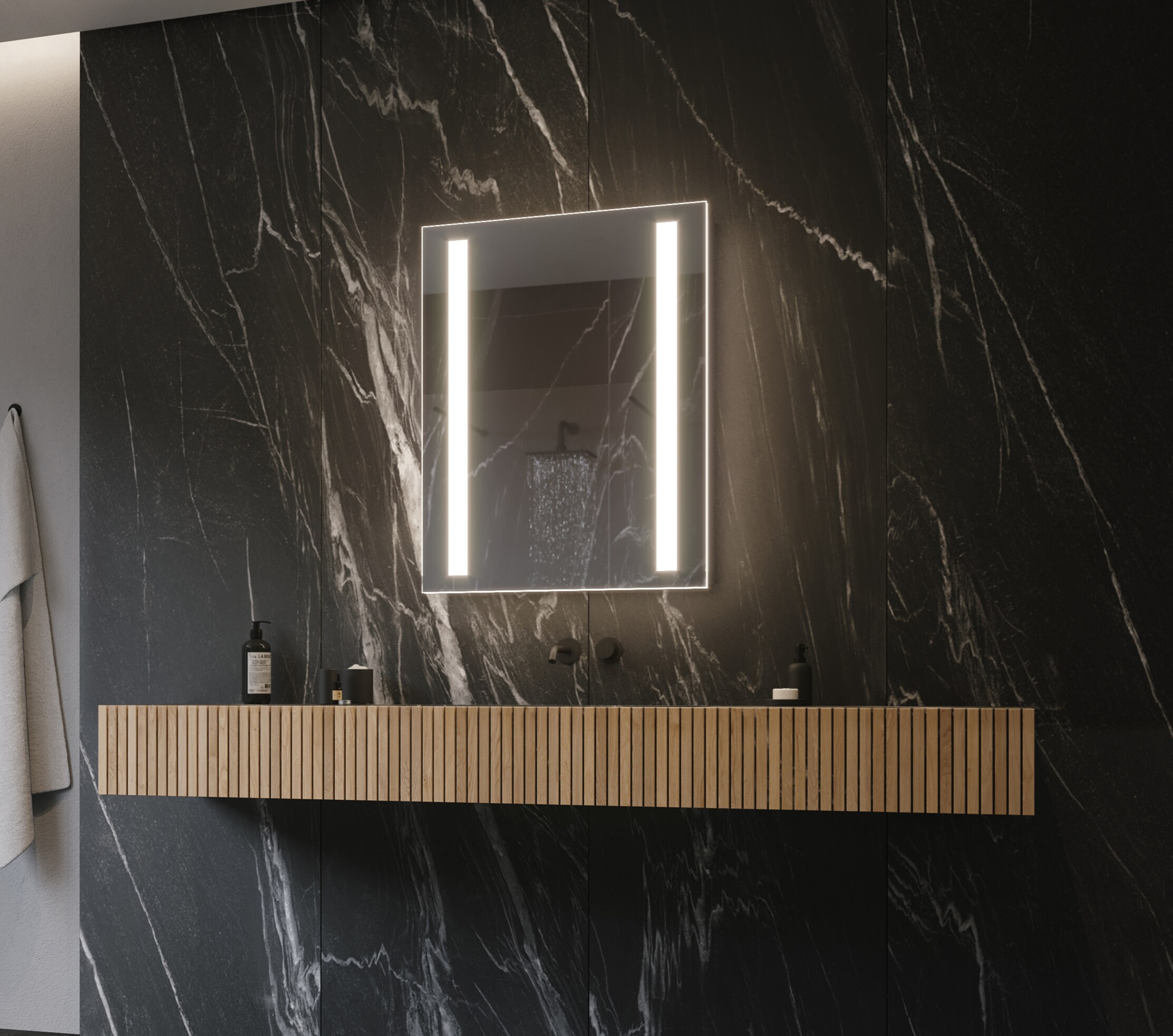 PARIS MIRROR Verano Cabinet 24-in x 32-in Lighted LED Surface Mount 3000K Mirrored Soft Close Medicine Cabinet