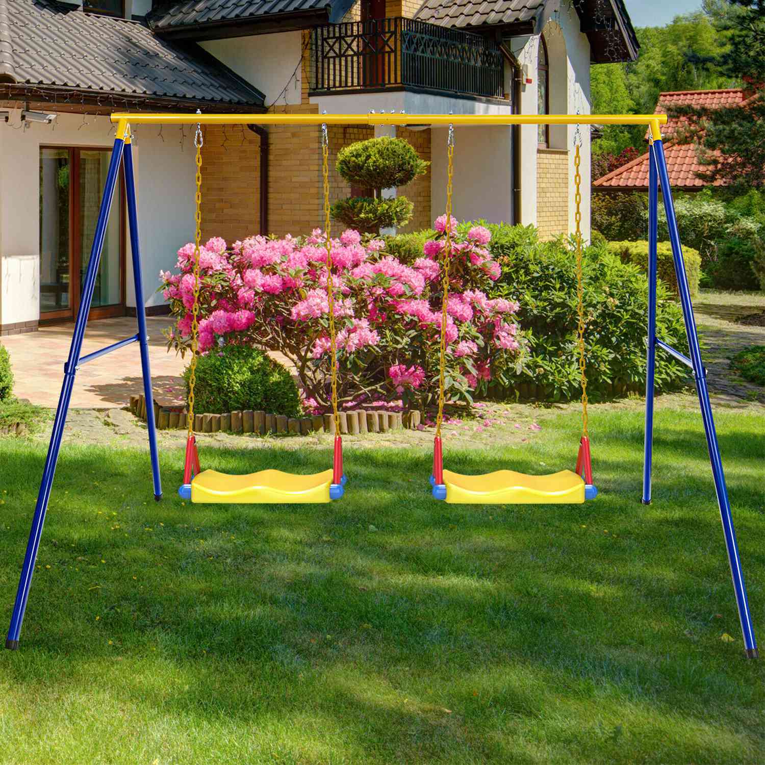 Costway 660 LBS Heavy-Duty Metal Swing Frame Extra Large Swing