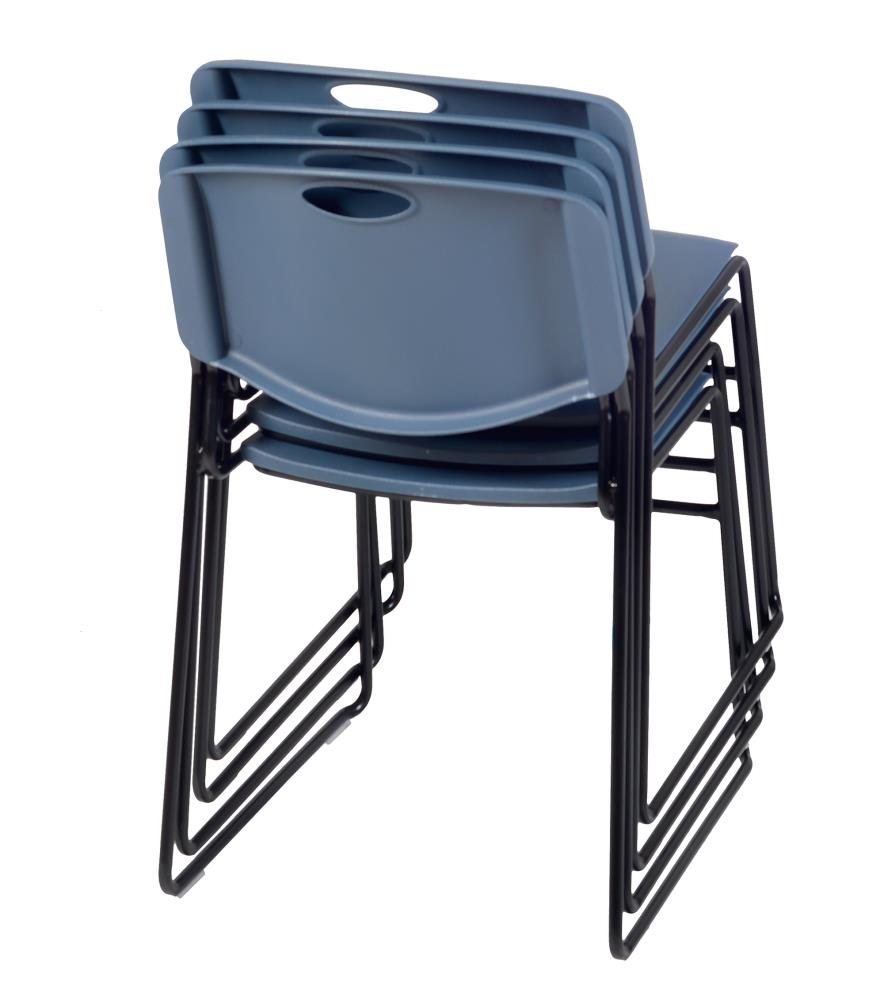 Zeng Sleek Blue and Black Armless Metal Stacking Chair