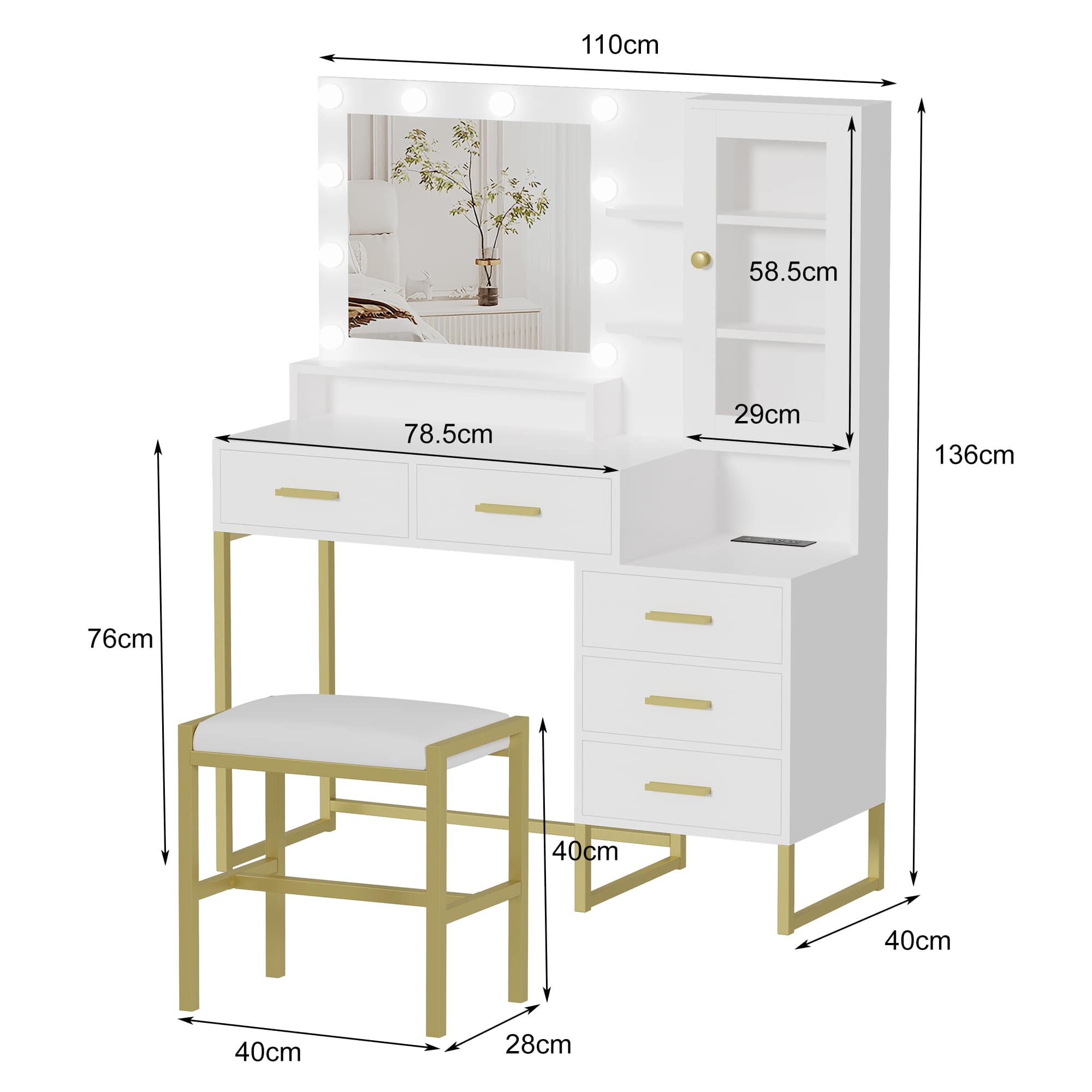 Qeetex SUN-PHO-15IFG56M Bedroom-Vanities - View #3