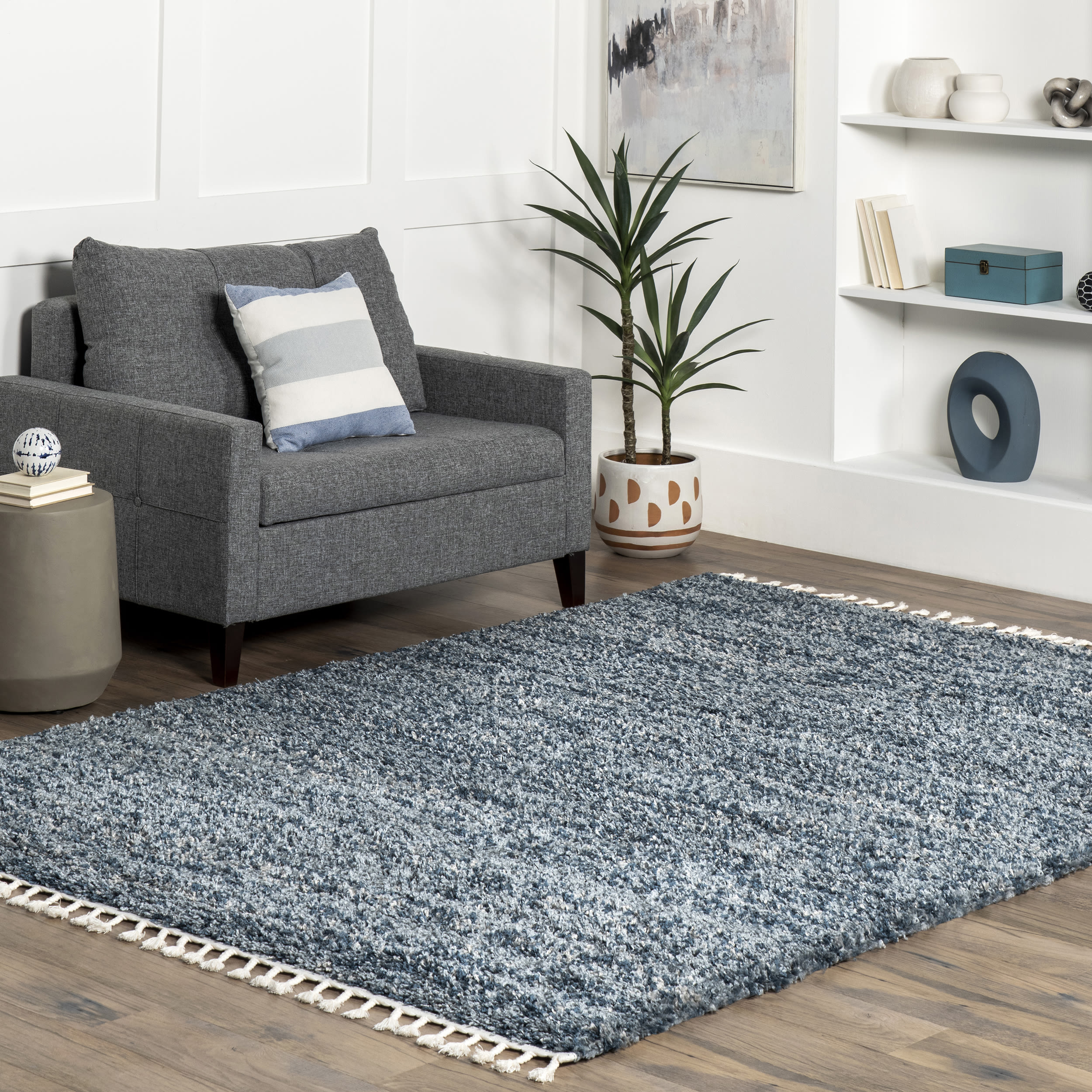 nuLOOM KKEL04C-10014 Brooke 10 x 14 (ft) Loomed Polypropylene Blue Rectangular Indoor Solid Area rug