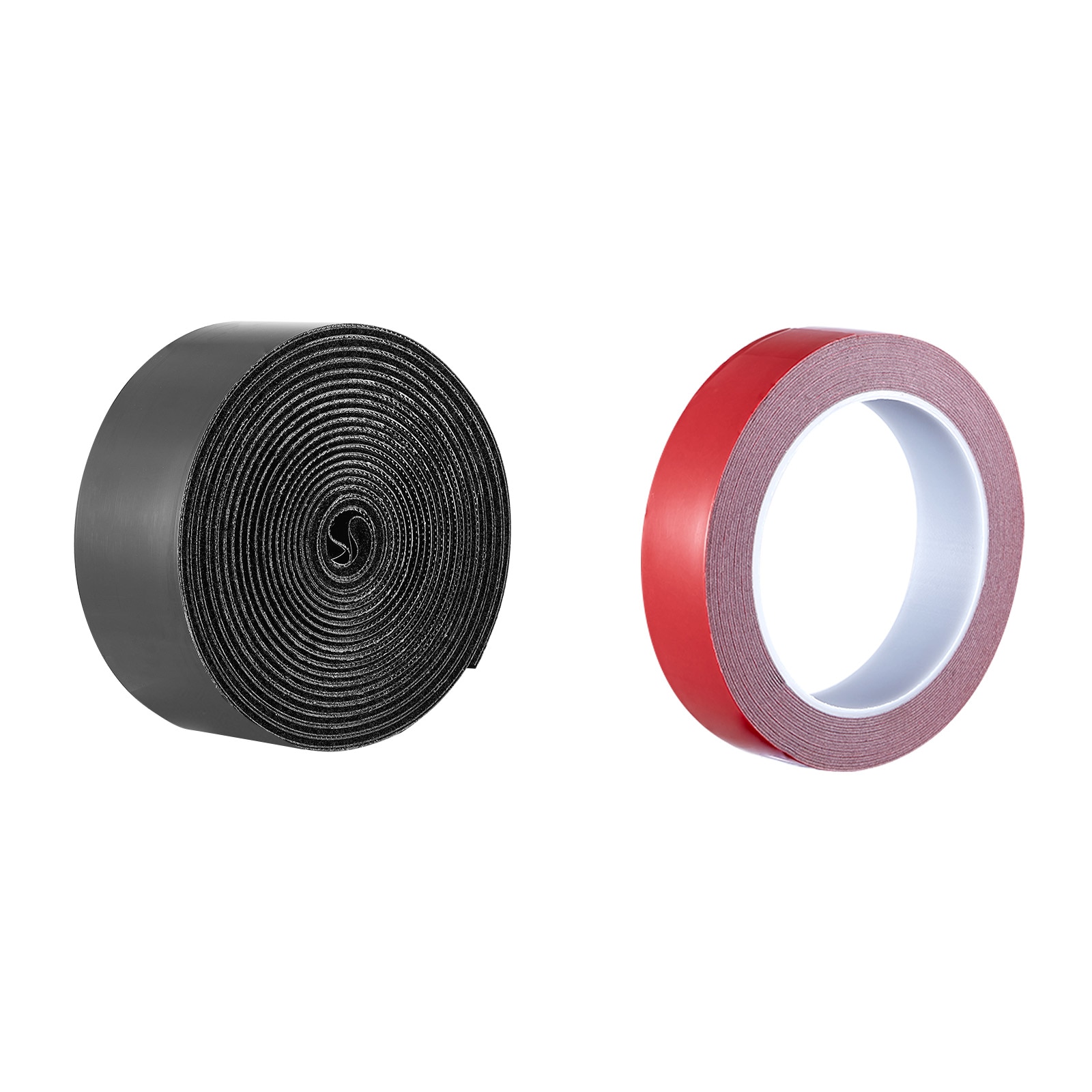 VEVOR SCJZGHJD15FT07492V0 15 ft x 2 in Hook Loop Tape and 16.4 ft x 0.94 in Double-Side Strips   Nylon Self Adhesive Heavy Duty Strips Roll   Sticky Back Fastener Rolls for Home Office School and Crafting  Black + Red