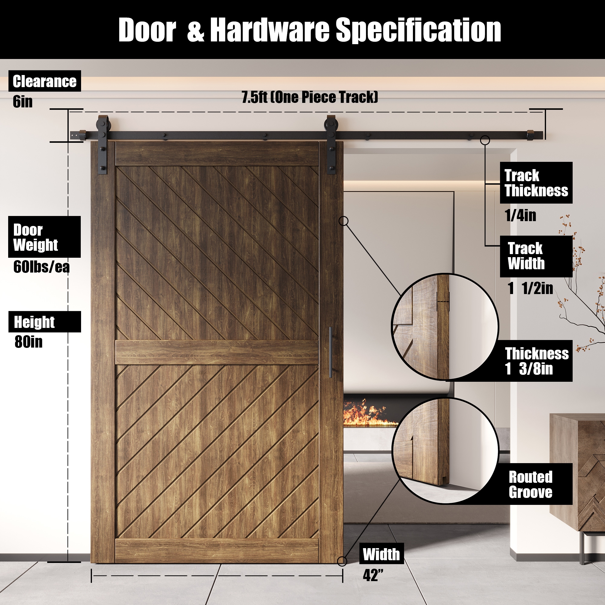 HOMACER YT1H090C-XT4-4280-WA Barn-Doors - View #2