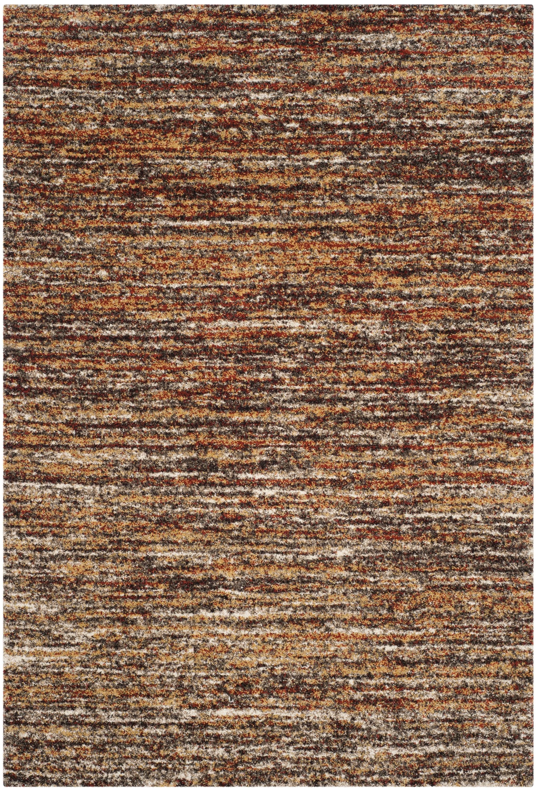 Ivory and Gold Abstract Shag Synthetic Area Rug 4' x 6'