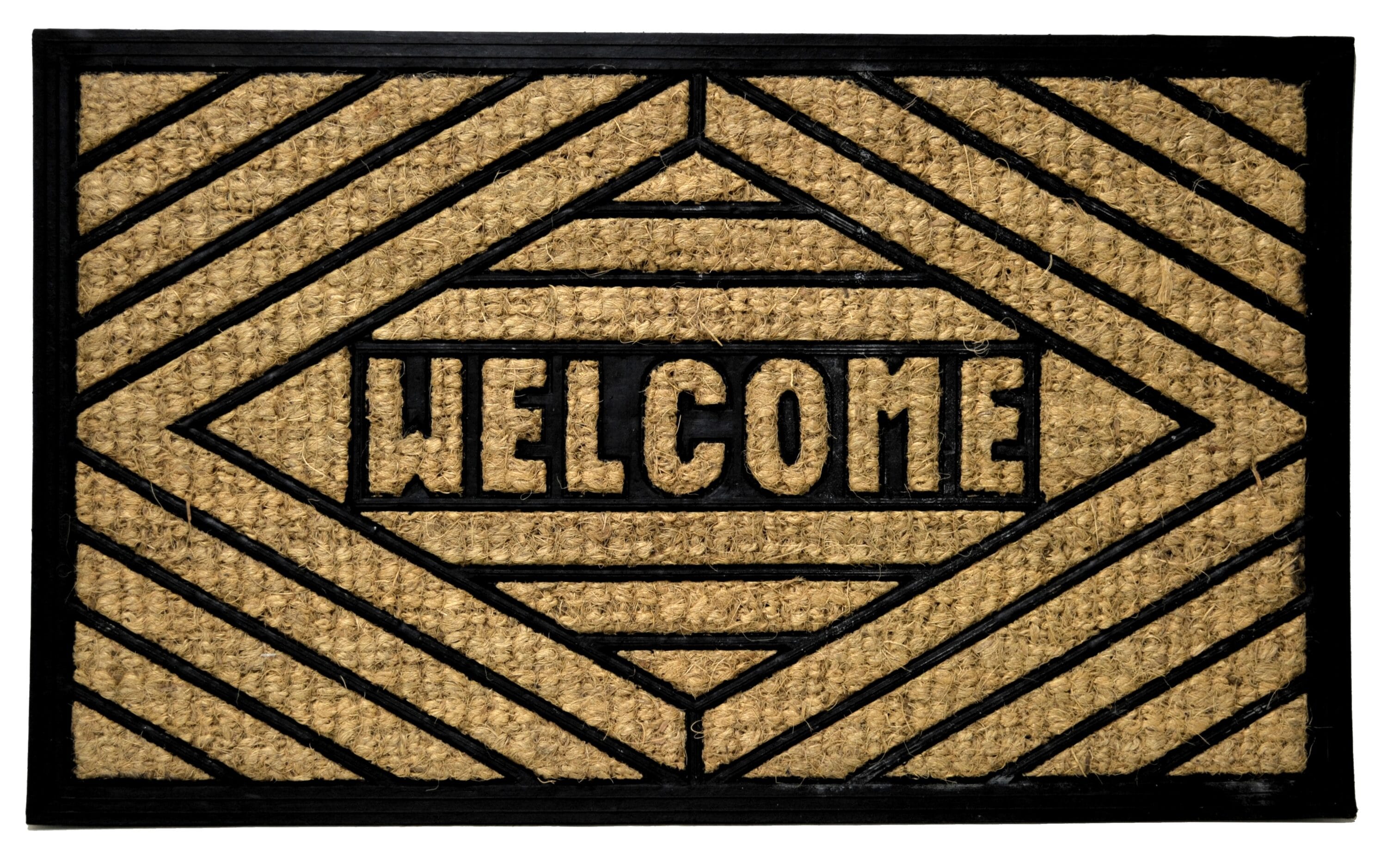Imports Decor 405NBRCM Brown/black Coir/Rubber Rectangular Outdoor Decorative Welcome Door mat