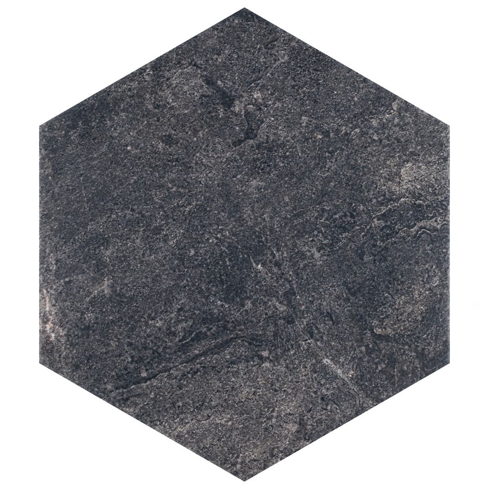 Affinity Tile FACMZXBK Mazzo Hex Black 9-in x 10-in Matte Porcelain Marble Look Tile (3.96-sq. ft/ Carton)