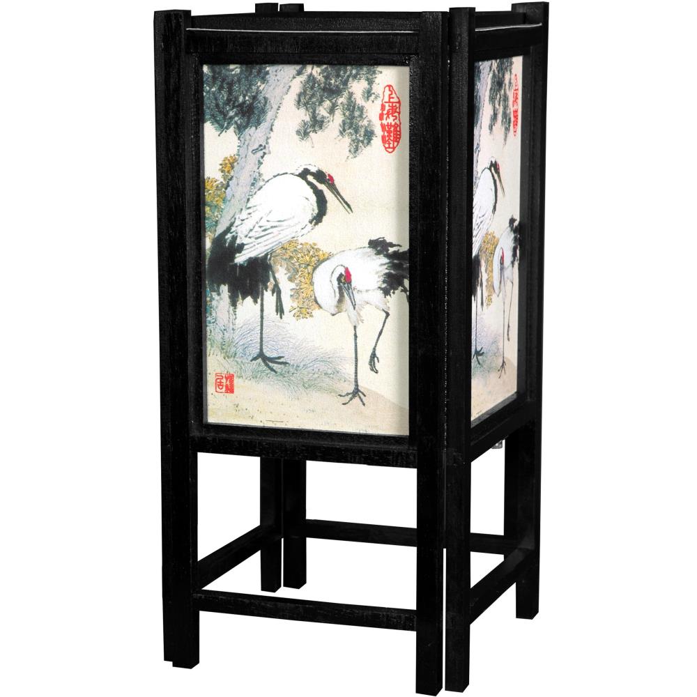 Red Lantern LMPSH14-CR Oriental Furniture 14-in Cranes Table Lamp with Paper Shade