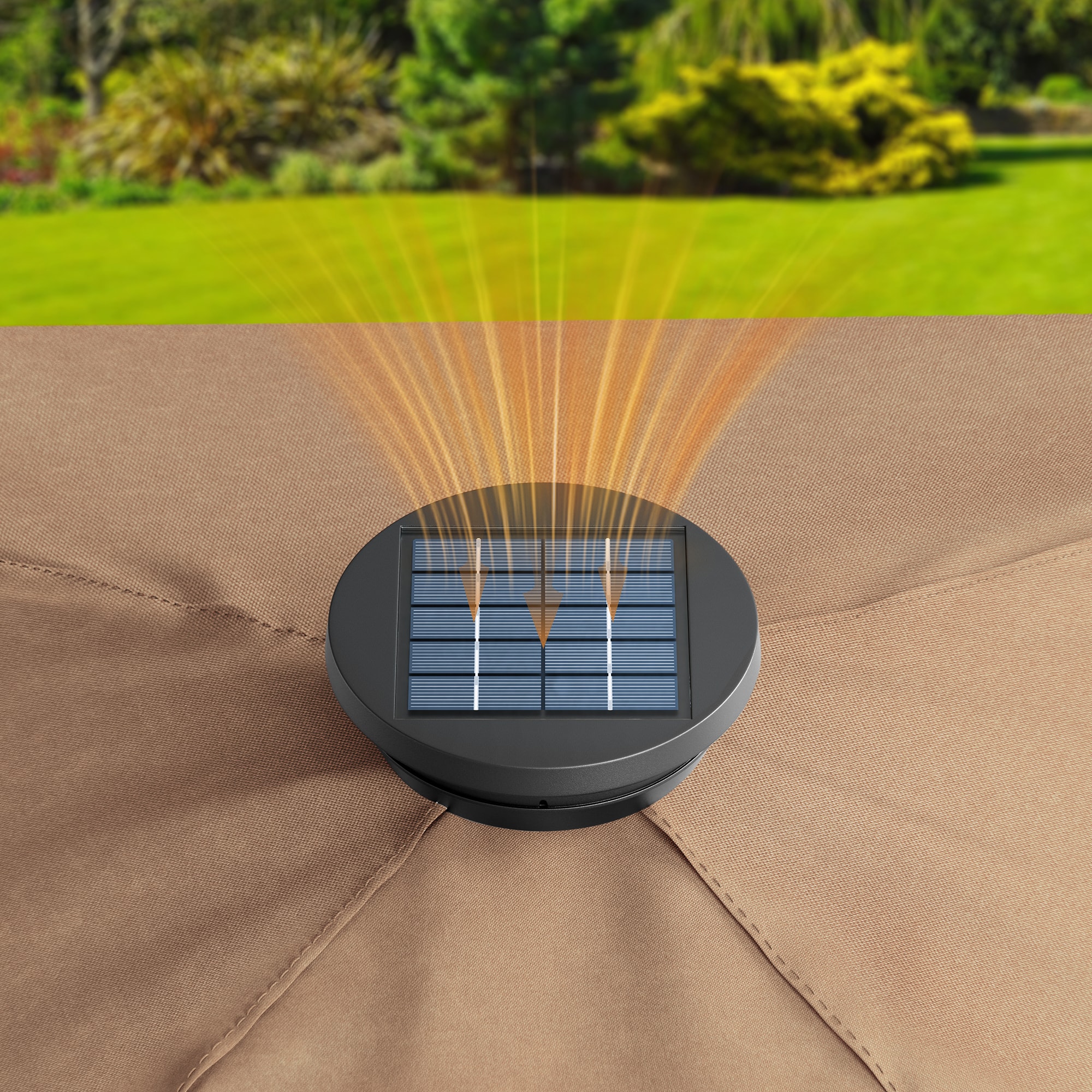 Brown Steel Frame Pop-Up Gazebo with Solar LED Lighting