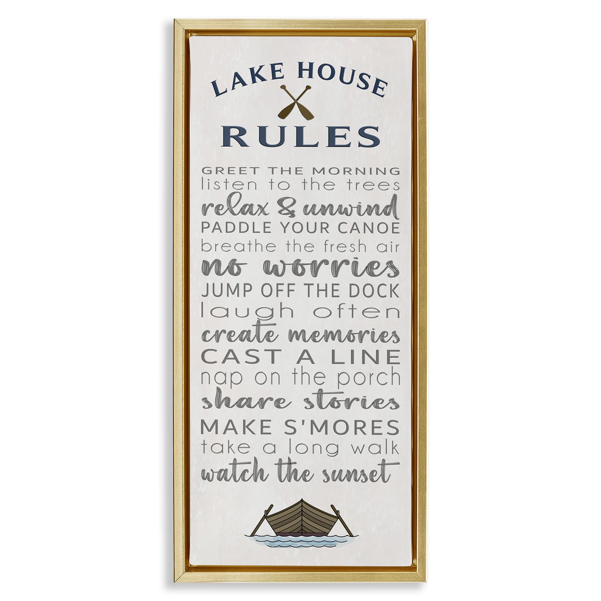 Stupell Industries BT-583-FFG-10X24 Fun Lake House Rules Floating Frame design by Seven Trees Design