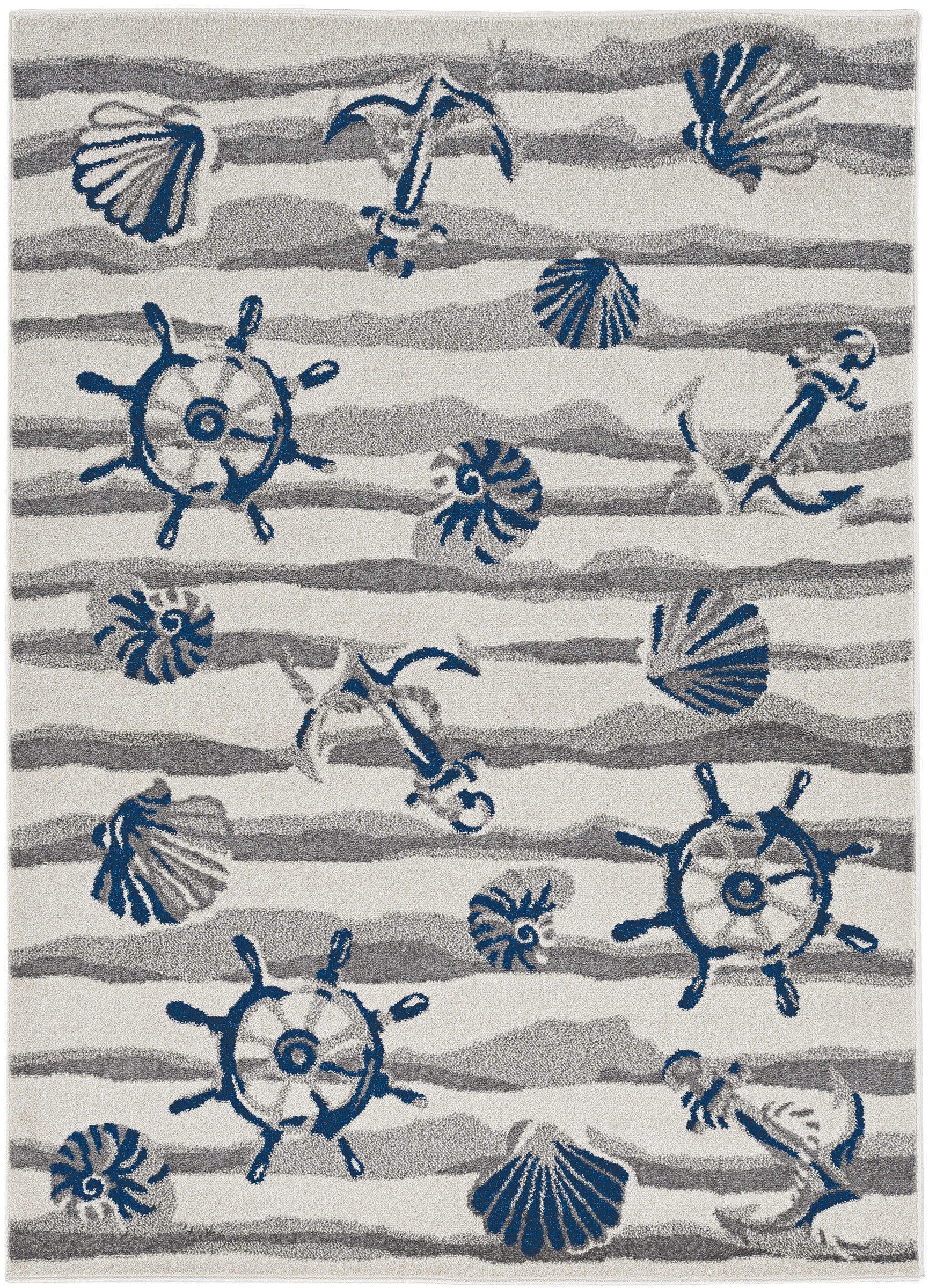 Everyday Woven EVE277577X1010 8 x 10 (ft) Polypropylene Ivory Rectangular Outdoor Stripe Coastal Area rug