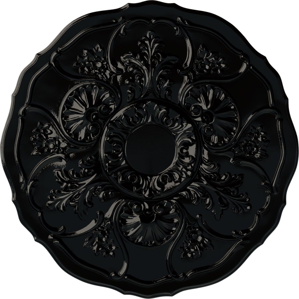 Ekena Millwork CM22CNBPS Cornelia 22.5-in W x 22.5-in L Painted Black Pearl Polyurethane Whole Ceiling Medallion