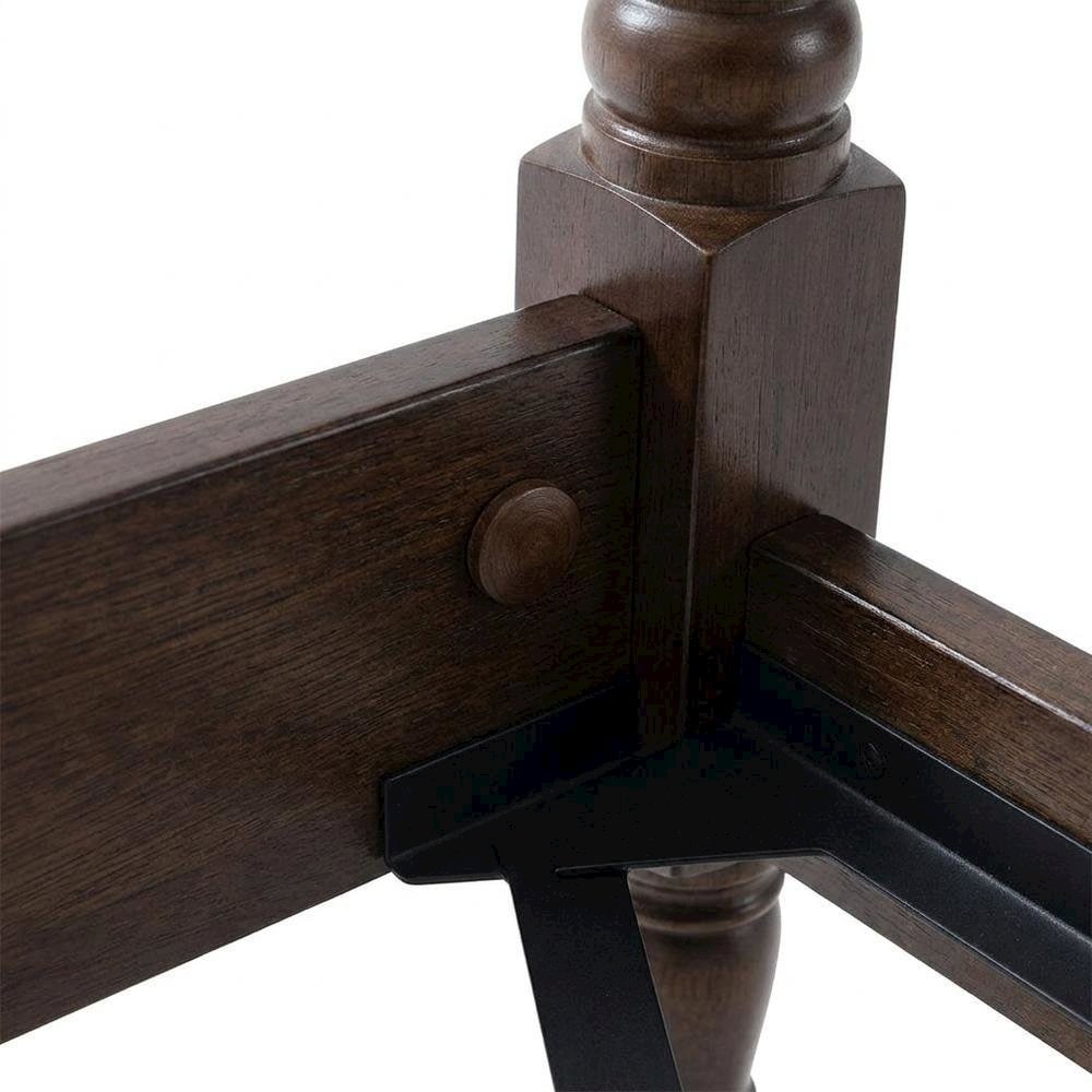 FurniFact King Solid Wood Platform Bed with Headboard Traditional Dark ...