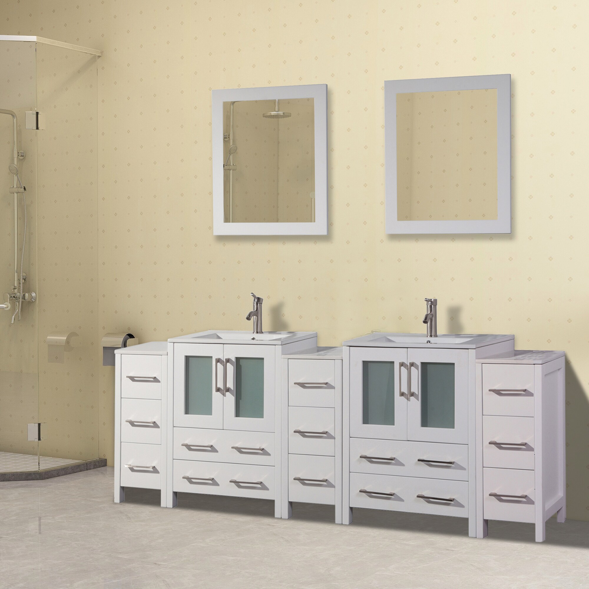 Vanity Art 24 Inch Single Sink Bathroom Vanity Compact Set 2 Large Folding  Doors 1 Shelf 2 Dove-Tailed Drawers Ceramic Top Bathroom Cabinet with Free  Mirror VA3024B 