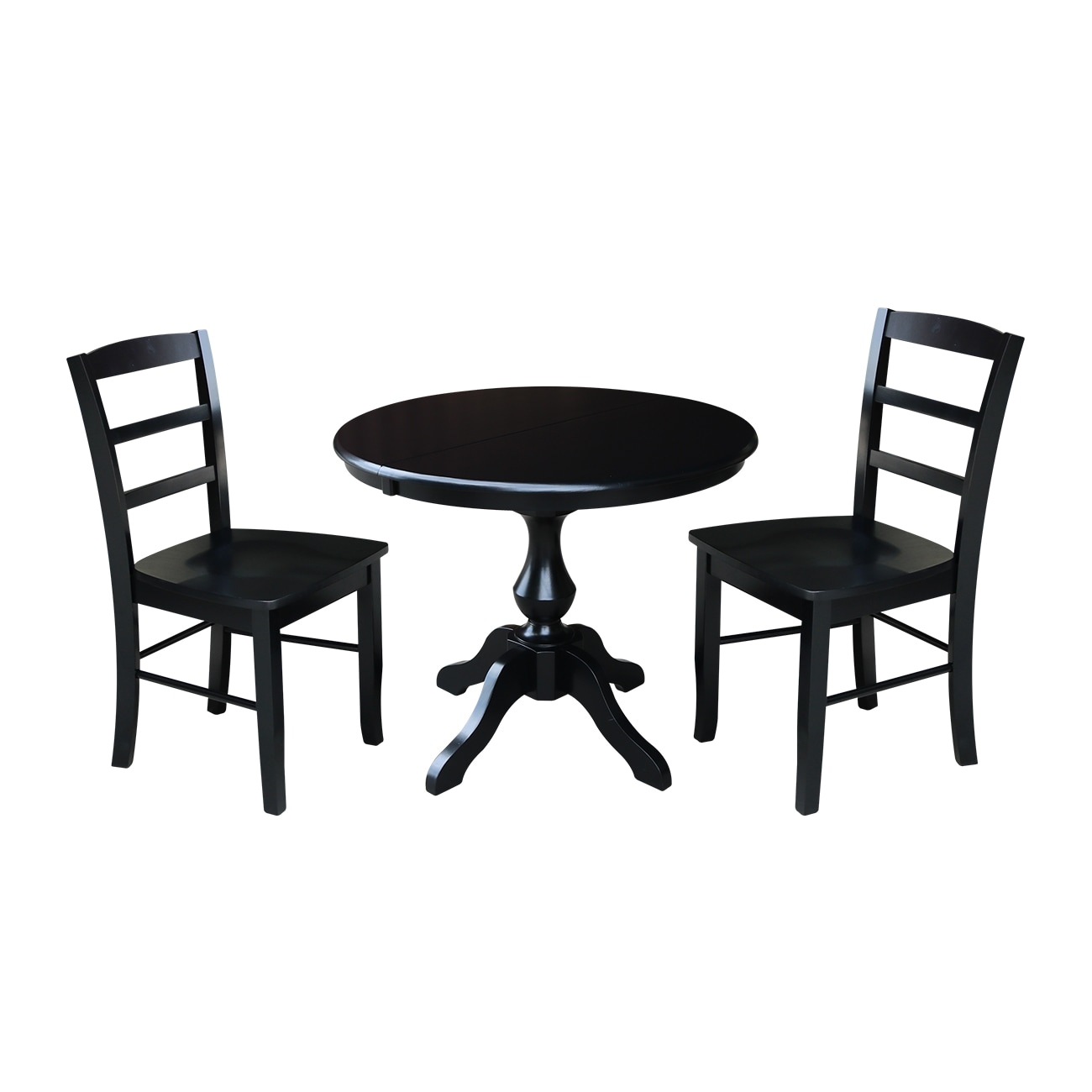International Concepts K46-36RXT-11B-C2-2 Black Traditional Dining Room Set with Round Table ( Seats 2 )