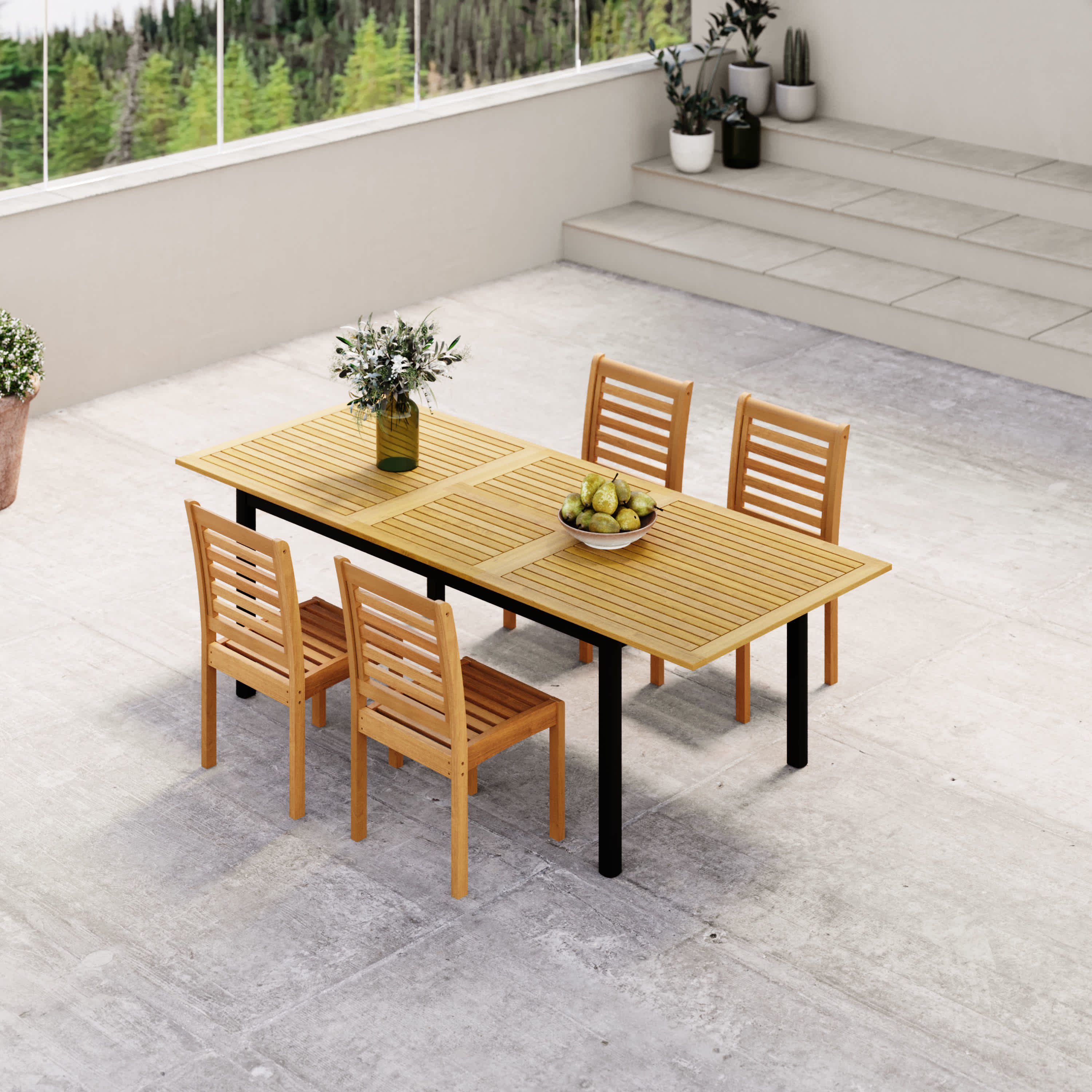 Amazonia IBISREC-4-470-T Urban Elements Sado Patio Dining Set for 4 – Perfect for Family and Friends - Modern and Stylish Dining Table with Chairs