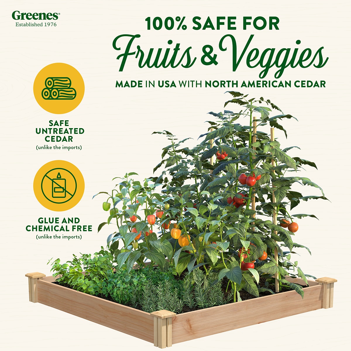 Greenes 48" x 48" Brown Cedar Raised Garden Bed