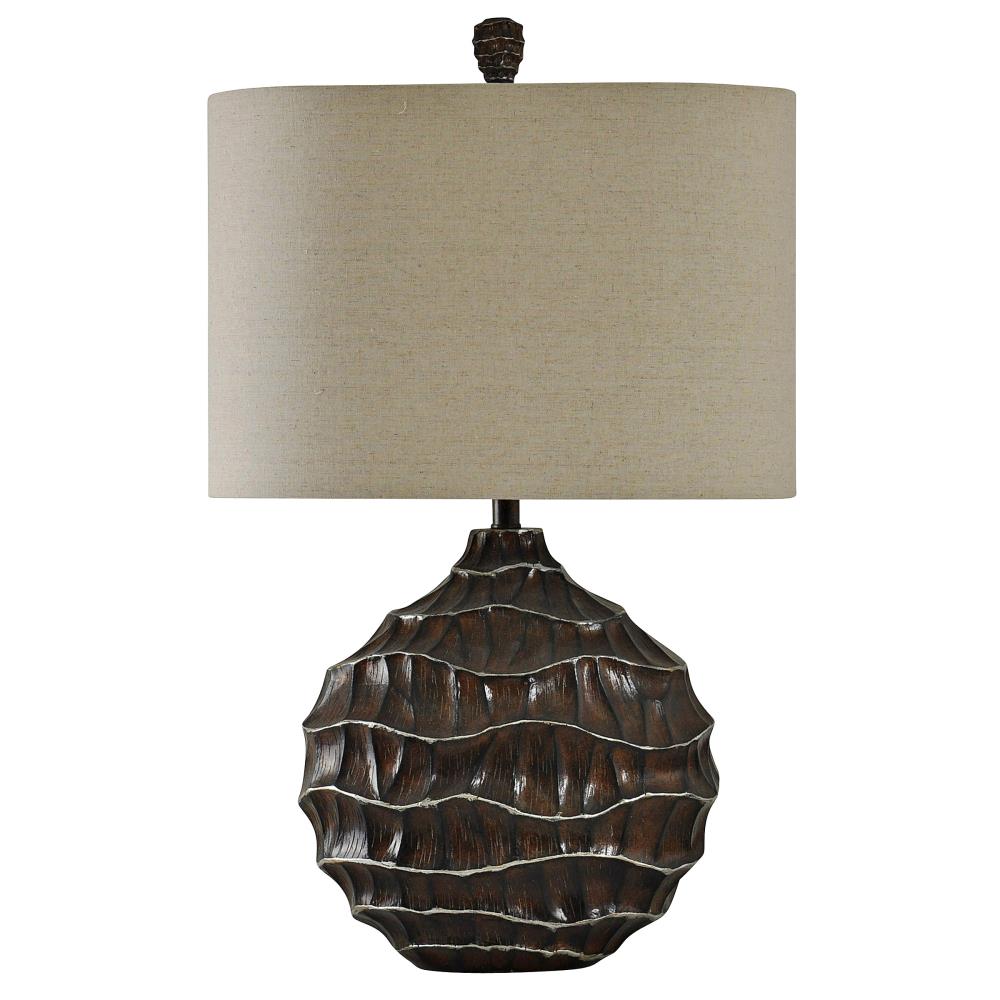 StyleCraft Home Collection L311514DS 32-in Brown with Kashi Silver Table Lamp with Fabric Shade