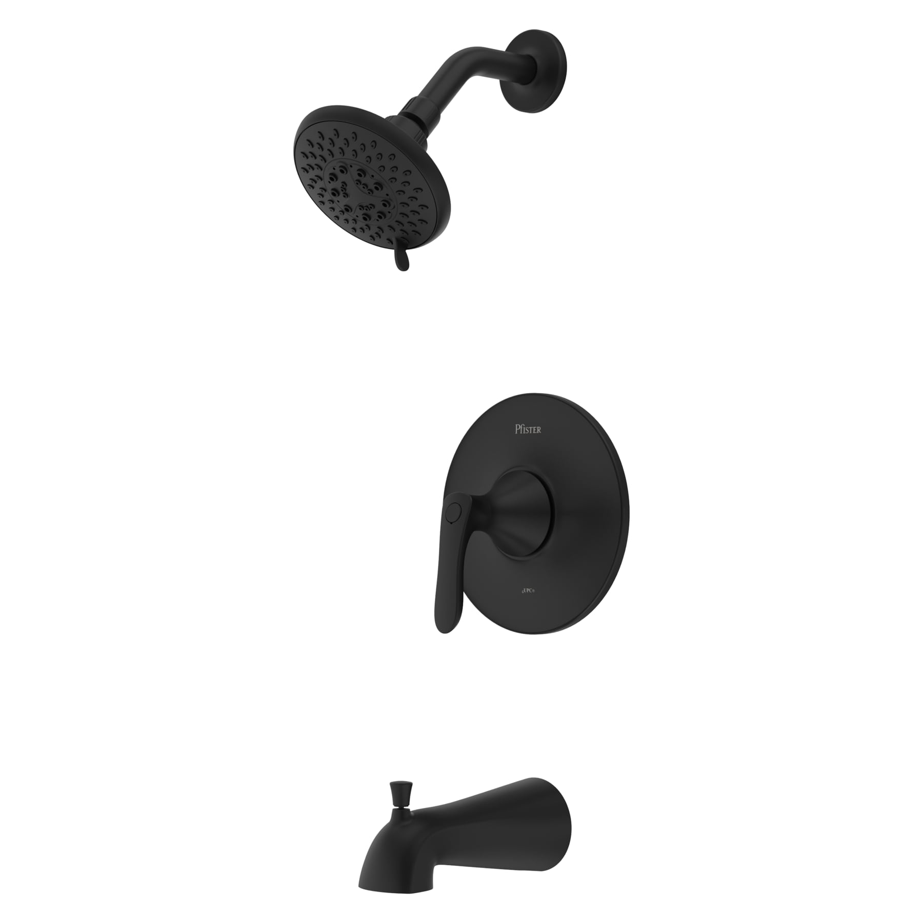 Pfister LG89-8WRB Weller Matte Black 1-handle Multi-function 4.78-in Round Bathtub and shower Faucet