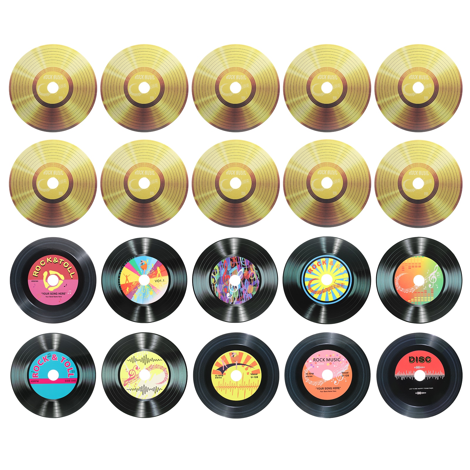 Unique Bargains - 20pcs Vinyl Records Decor 5.5 Inch Blank Vinyl Records 11 Designs Fake CD Album...