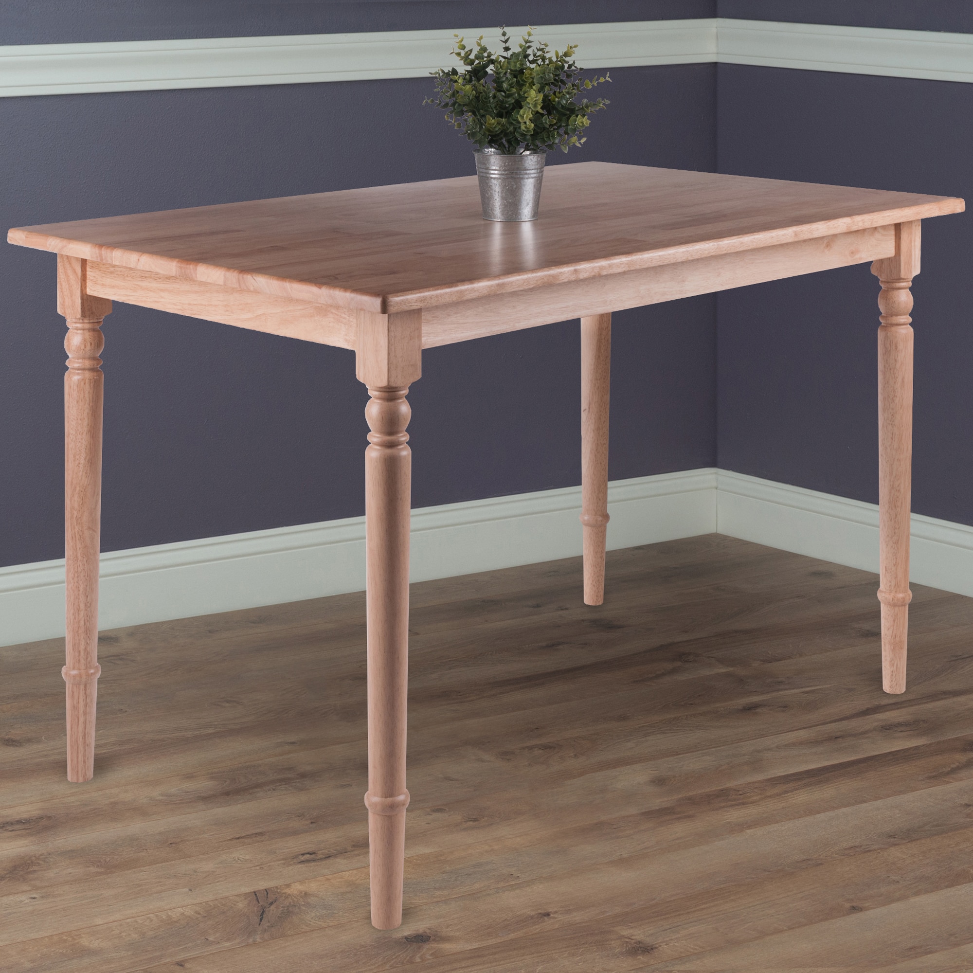 Natural Solid Wood Rectangular Farmhouse Dining Table, Seats Six