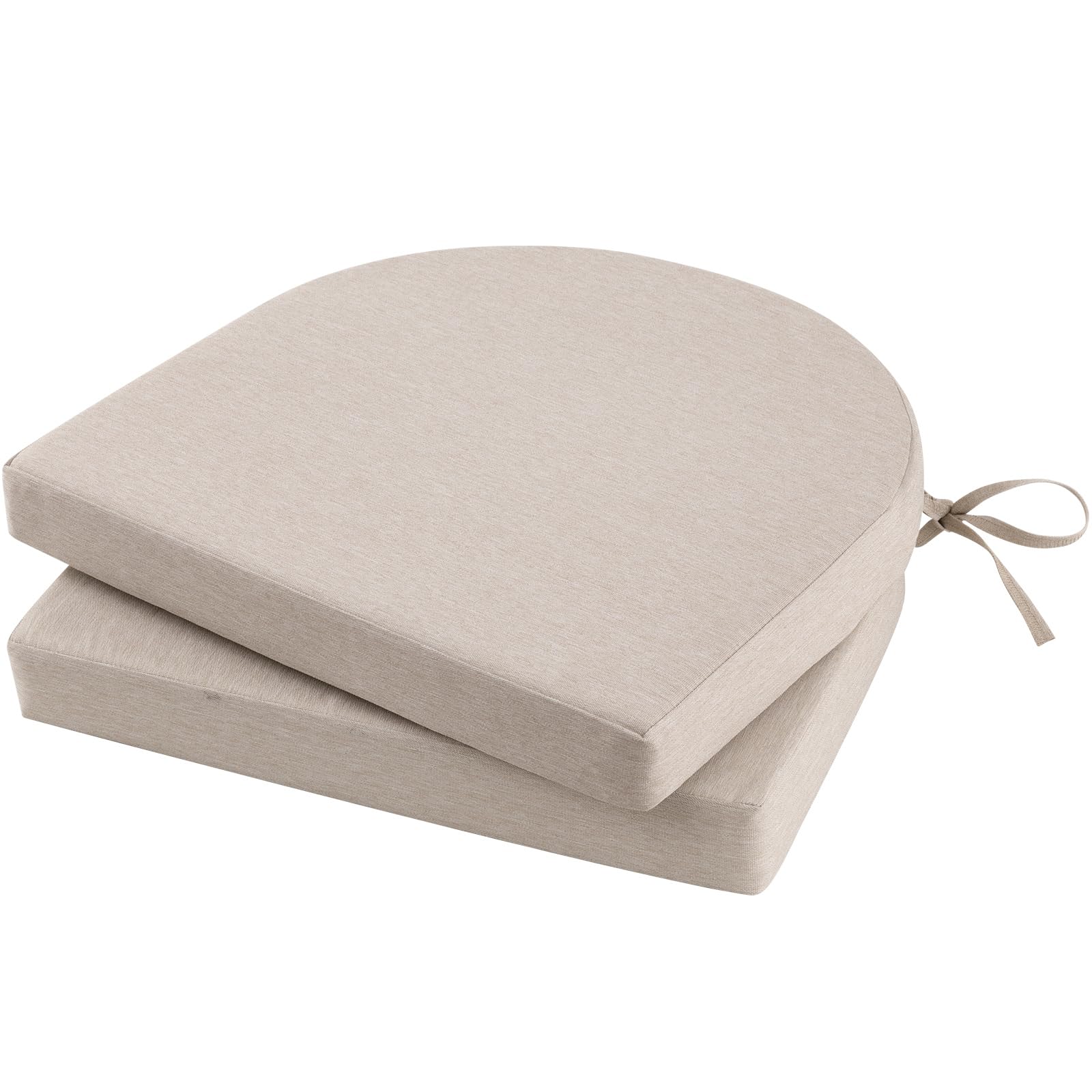 Aoibox  17 in W x 16 in D Beige Polyester Round Corner Outdoor Chair Seat Cushions with Ties 2 Pack
