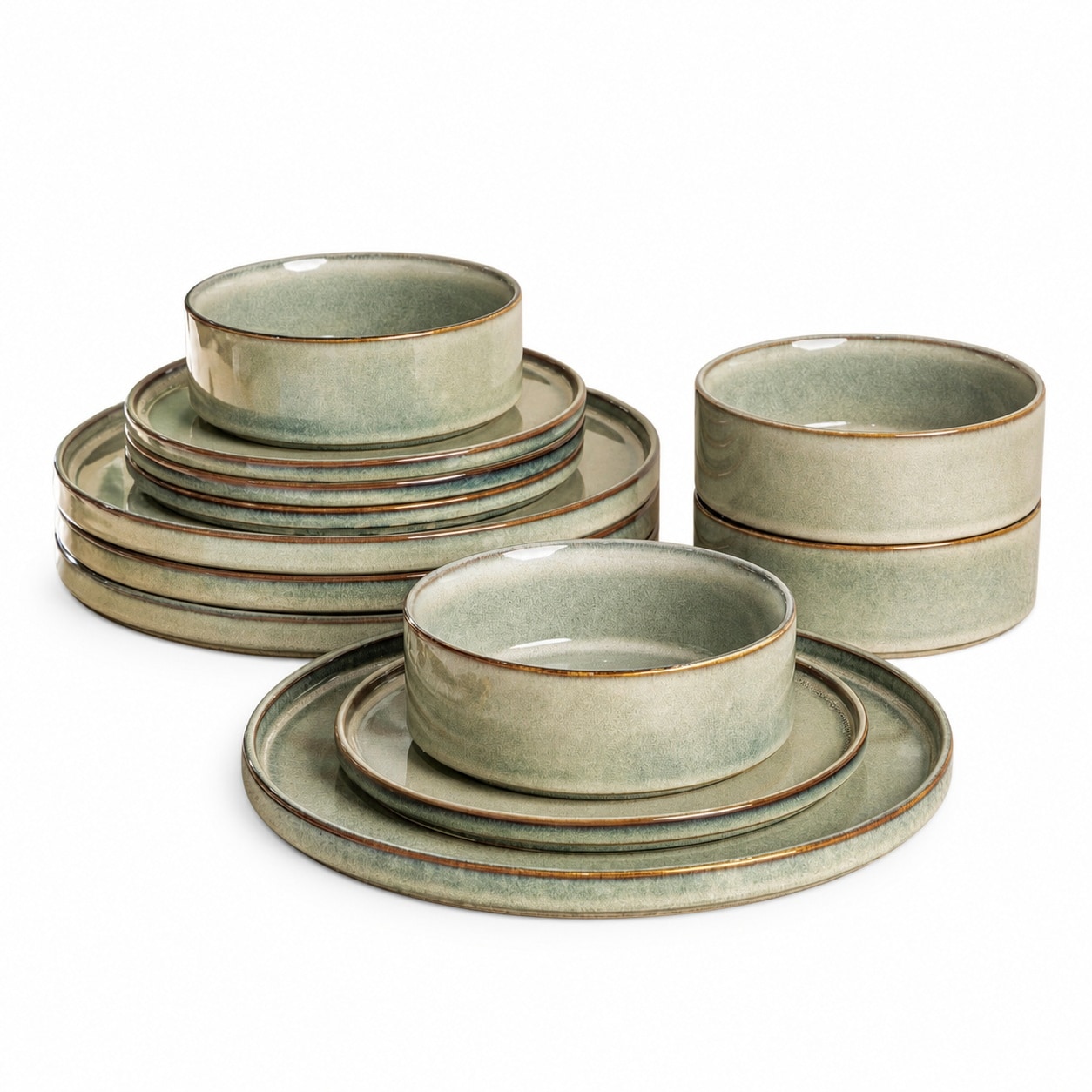 Aoibox  12 Piece Reactive Glaze Stoneware Dinnerware Set in Multicolor for Service for 4 Dinnerware Sets