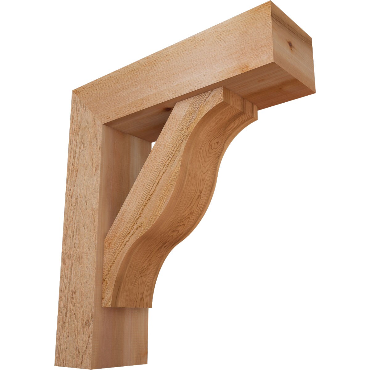 Ekena Millwork 1462283 Funston block rough sawnbracket with offset brace 8-in x 28-in x 32-in Western red cedar Brown Wood Standard bracket