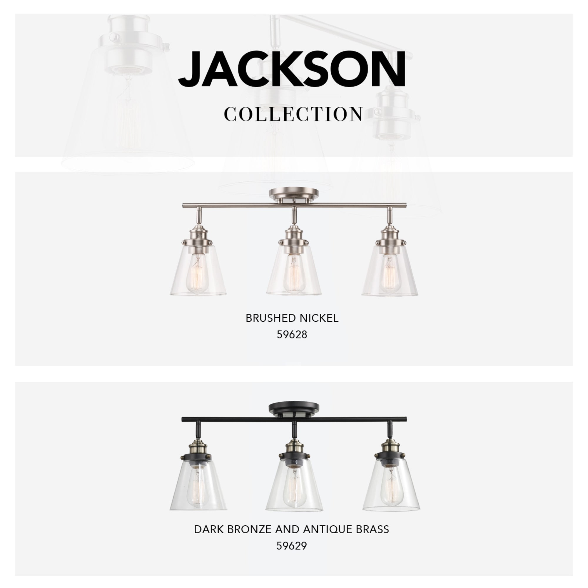 Brushed Nickel 3-Light Track Lighting with Clear Glass Shades