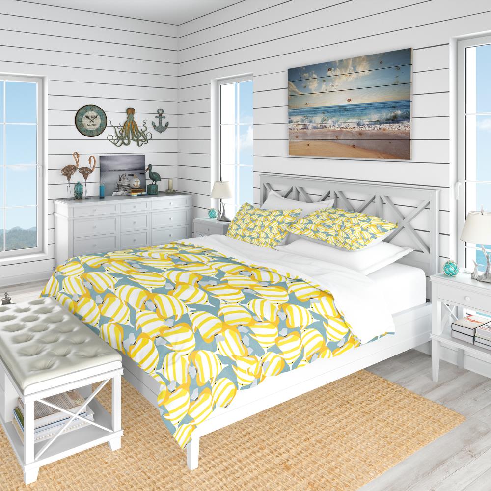 Designart BED18982-Q 3 -Piece Yellow Queen Duvet cover Set