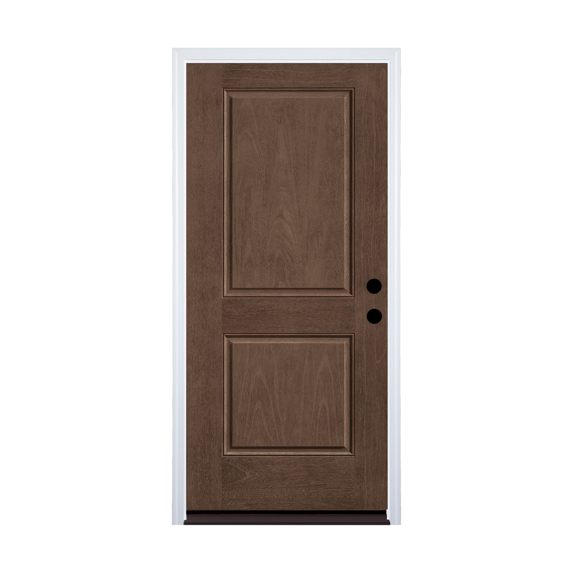 Therma-Tru TT671043 36-in x 80-in x 6-9/16-in Fiberglass No glass Left-hand inswing DRIFTWOOD Stained Prehung Front Door with Brickmould Insulating core
