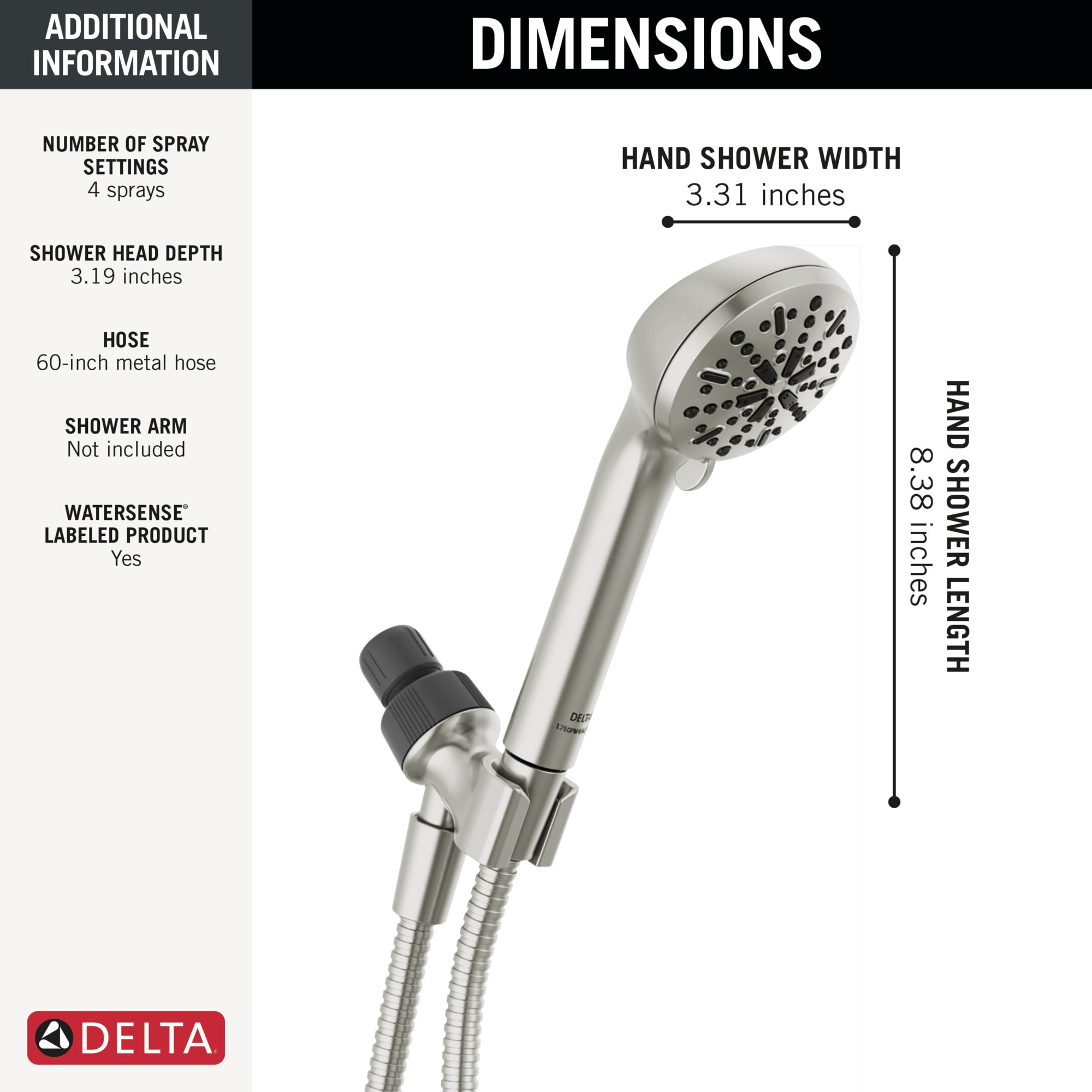 Delta 75413SN Fixed-Showerhead - View #3
