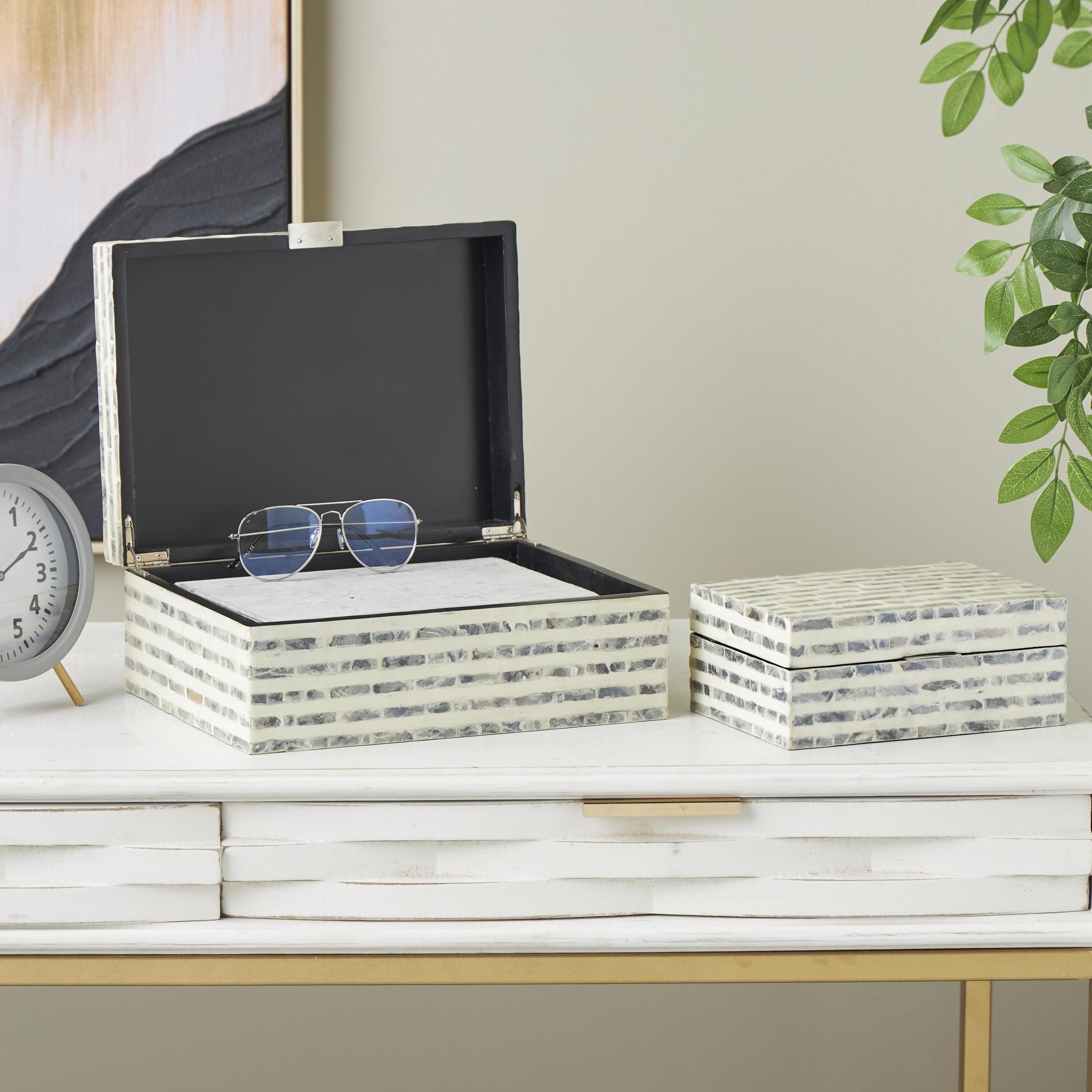 Grayson Lane 822742 2 -Pack Off-white Shell Modern Decorative box