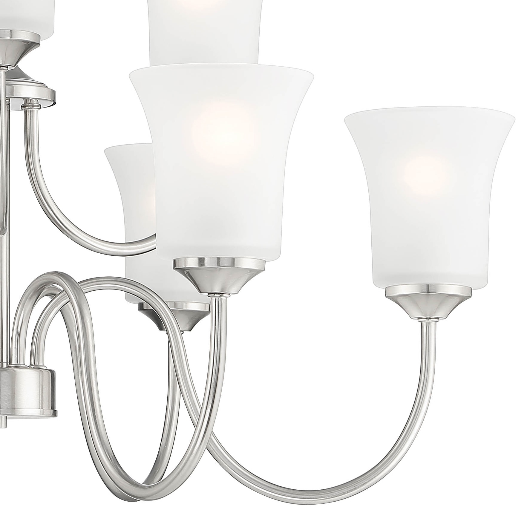 Bronson Brushed Nickel 9-Light Chandelier with Frosted Glass Shades