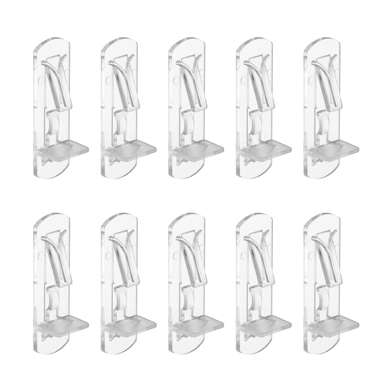 PATIKIL 10pcs Locking Shelf Pins Clear Plastic Locking Shelf Support Pegs Cabinet Bracket Clips Fits 5mm Peg Hole 16mm(3/16 Inch ) Thick Shelf for Kitchen Cabinet Furniture