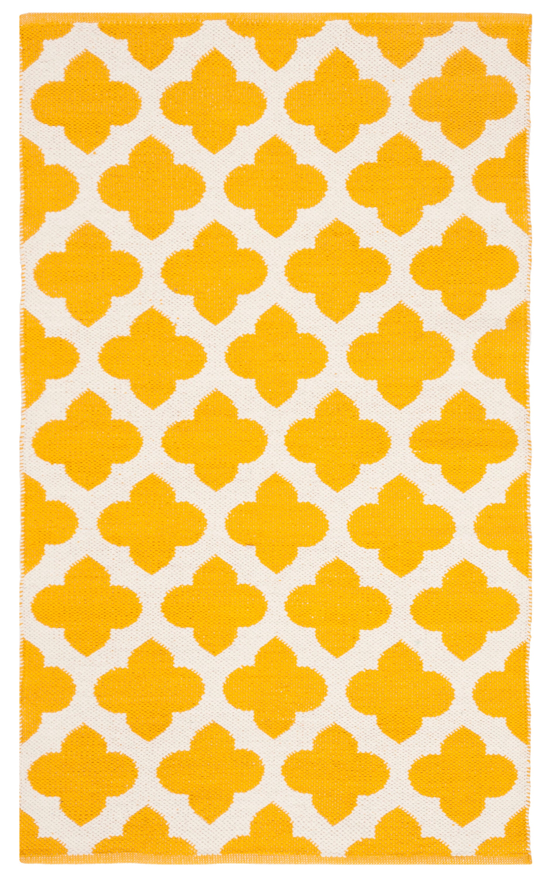 Safavieh 3-ft x 5-ft Cotton Yellow/Ivory Indoor Trellis Throw Rug in ...
