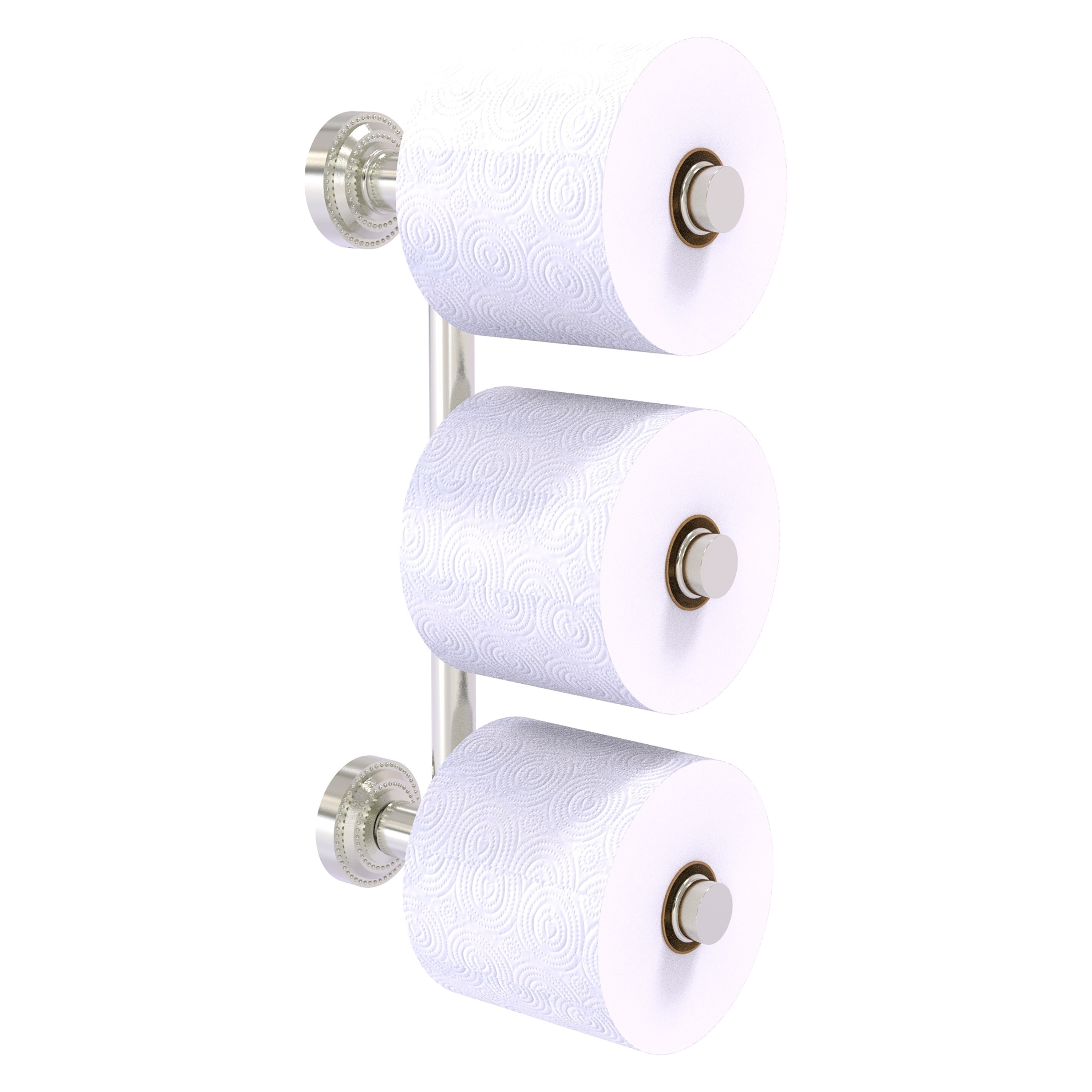 Allied Brass DT-24-3-SN Dottingham Satin Nickel Wall mount Double post Toilet Paper Holder 3 -Rolls