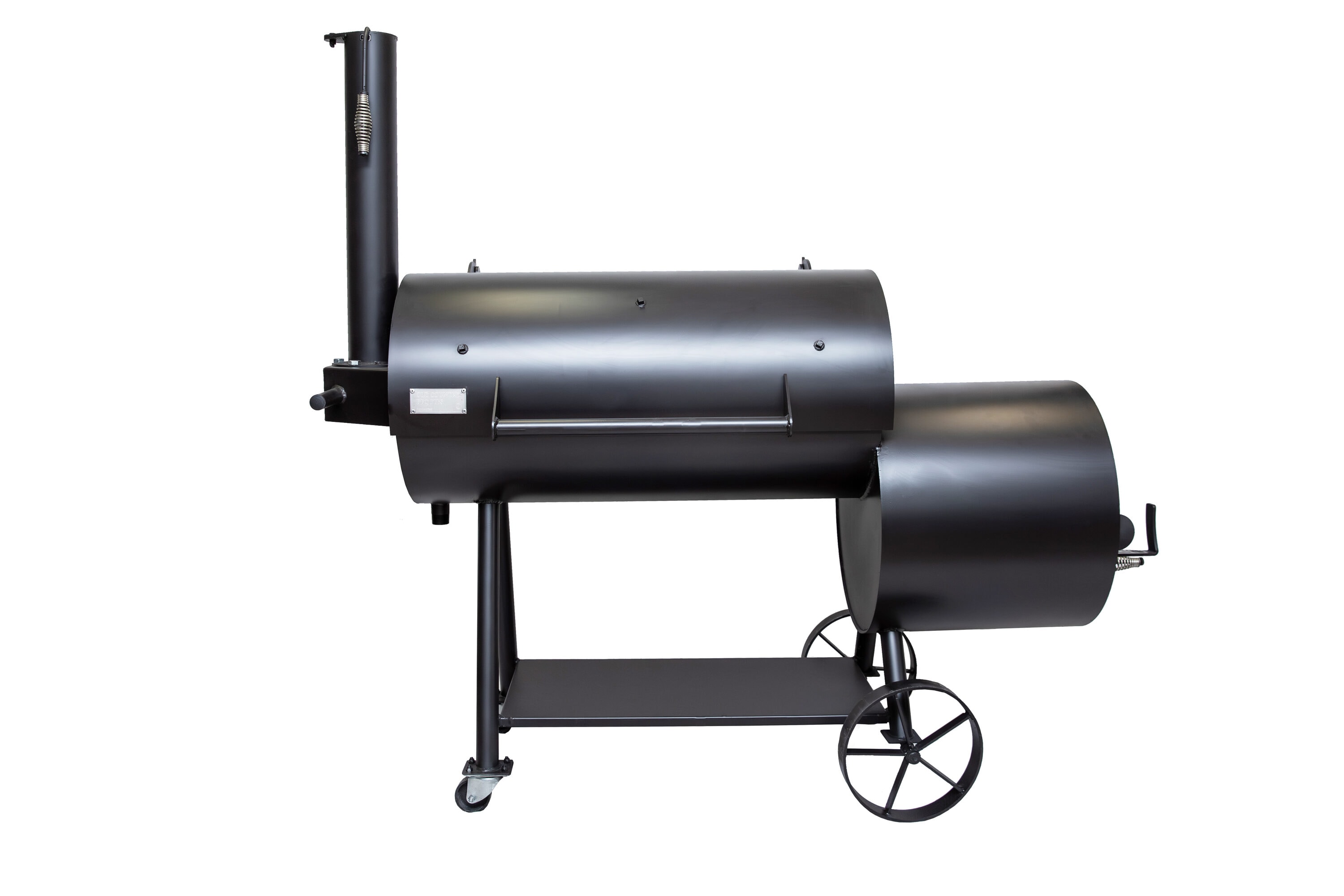 Old Country BBQ Pits Old Country BBQ G2 Offset Smoker 1047-Sq. in Black High Temp Paint Horizontal Charcoal Smoker with Offset Smoker Box