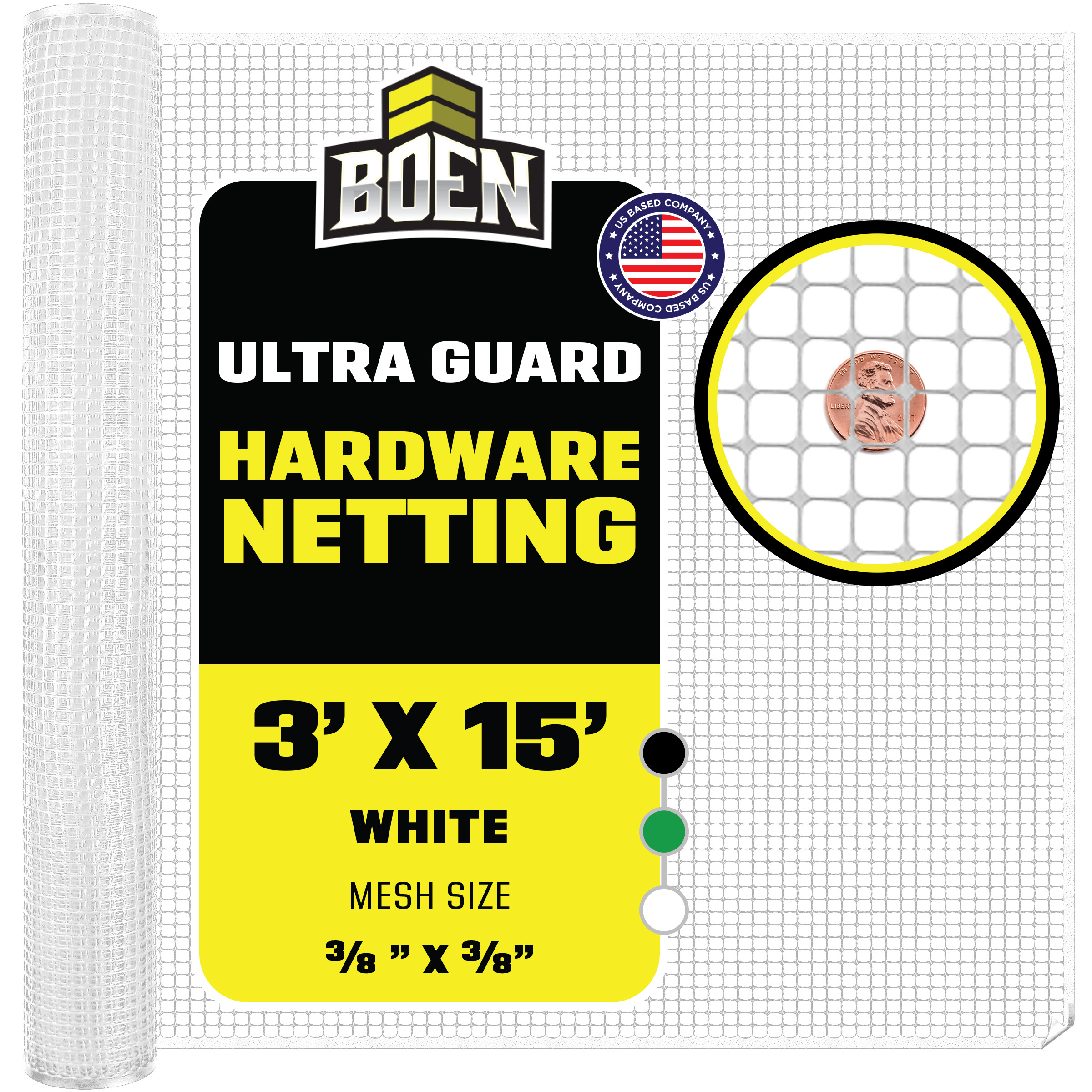 BOEN HL-60004 15-ft x 3-ft 7 -Gauge White Plastic Extruded mesh Rolled Fencing
