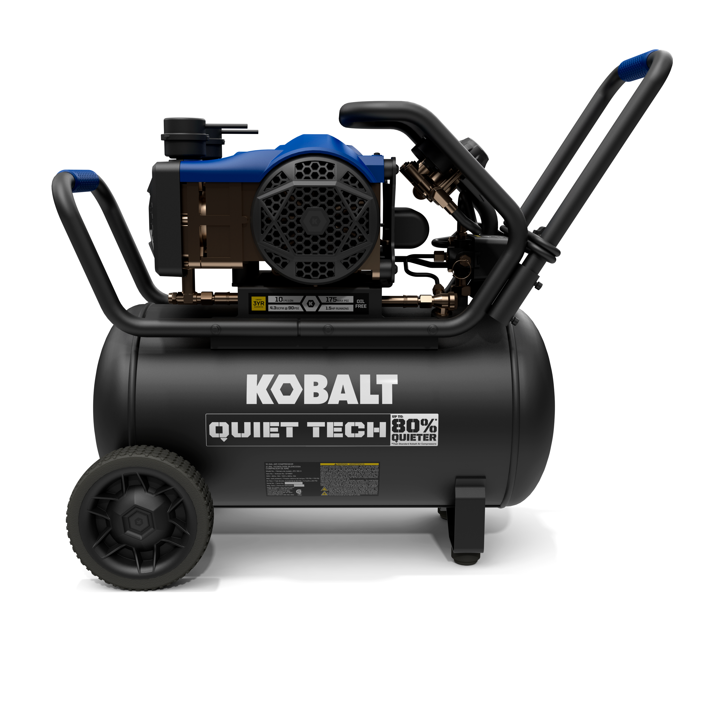 Kobalt QUIET TECH 10-Gallon Portable Electric 175 PSI Horizontal Air ...