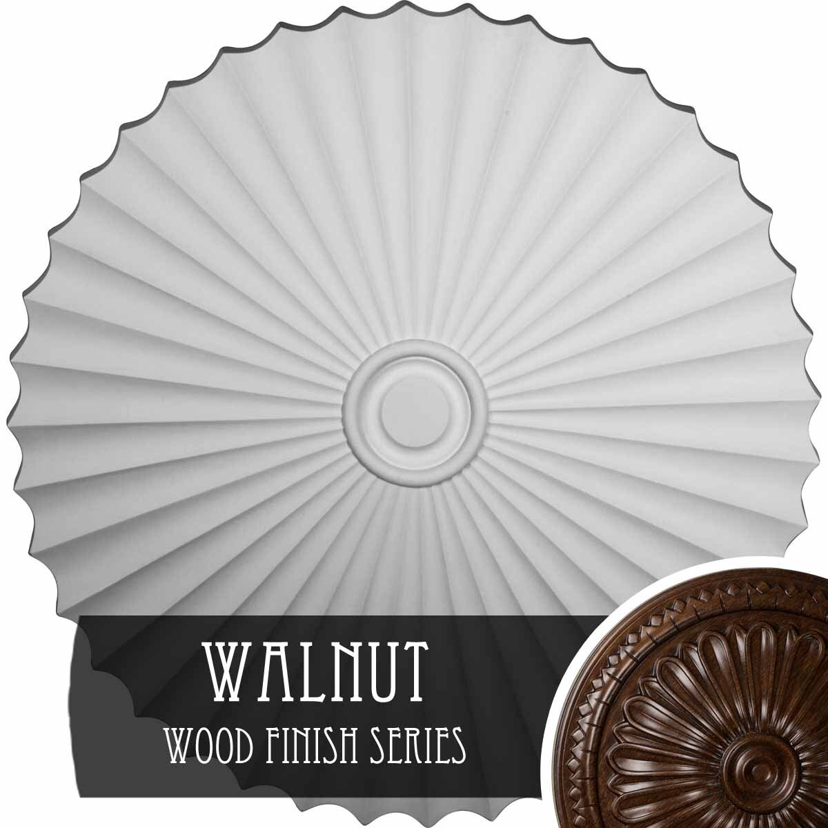 Ekena Millwork CM48SHWAS Shakuras 47.625-in W x 47.625-in L Walnut Polyurethane Ceiling Medallion