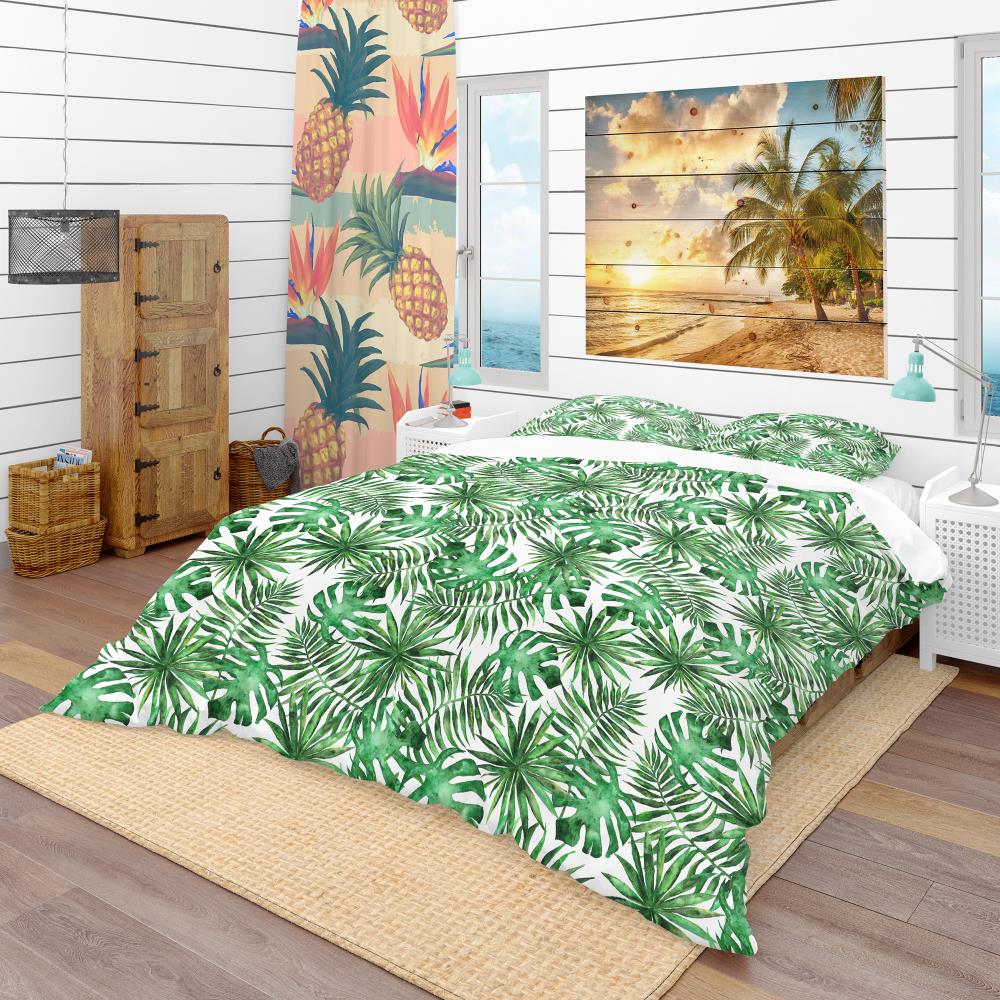 Designart BED18702-Q 3 -Piece Green Queen Duvet cover Set