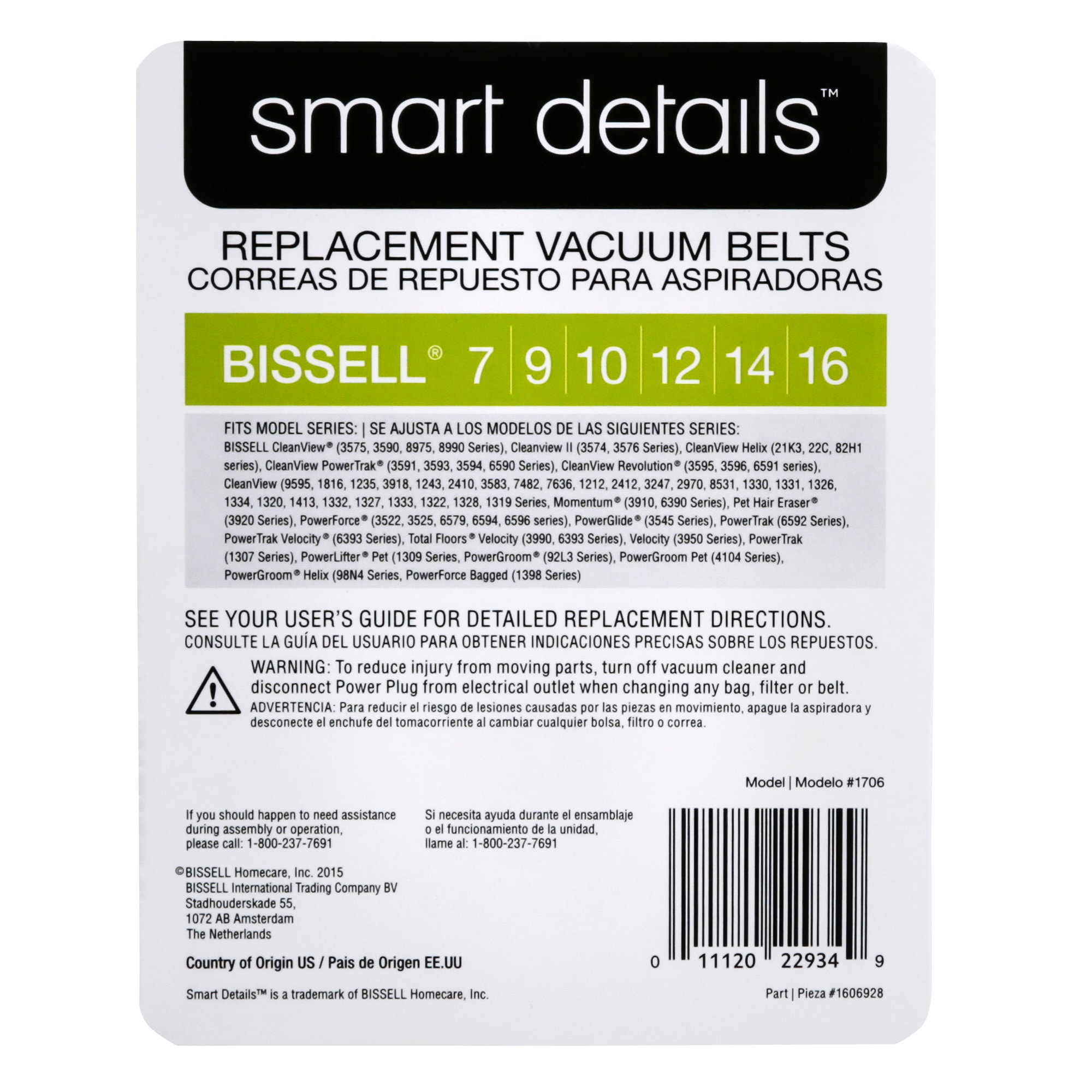 Great Value Replacement Vacuum Belts, For Dirt Devil 15, Bissell